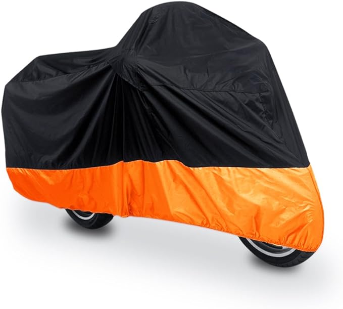uxcell L 190T Rain Dust Protector Black+Orange Scooter Motorcycle Cover 86