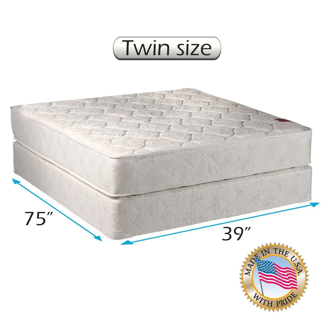 Dream Sleep Legacy Gentle Firm 2-Sided Twin Mattress Set with Bed Frame included - Orthopedic Type, Spine Support, Good for your back, Superior Quality, Long Lasting Comfort by Dream Solutions USA