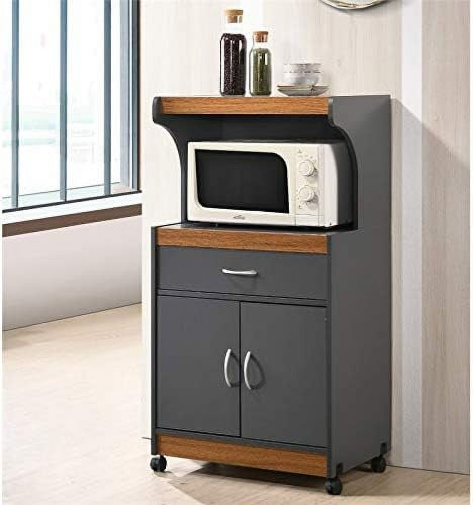 Microwave Kitchen Cart In Gray Oak
