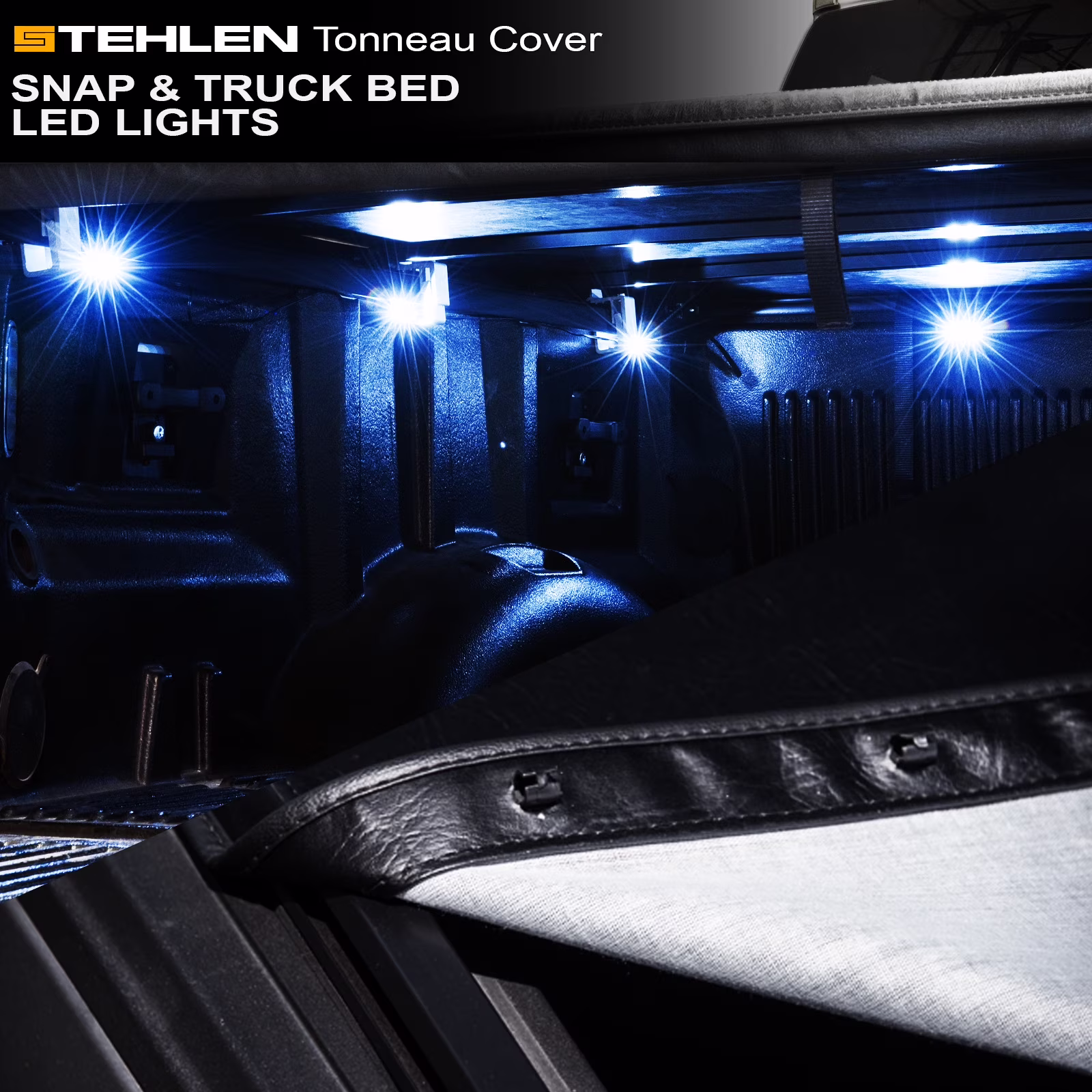 Stehlen 733469491088 Hidden Snap Tonneau Cover with Truck Bed LED Lights For 1999-2006 Chevy Silverado GMC Sierra / 2007 Classic Stepside 6.5 Feet ( 78