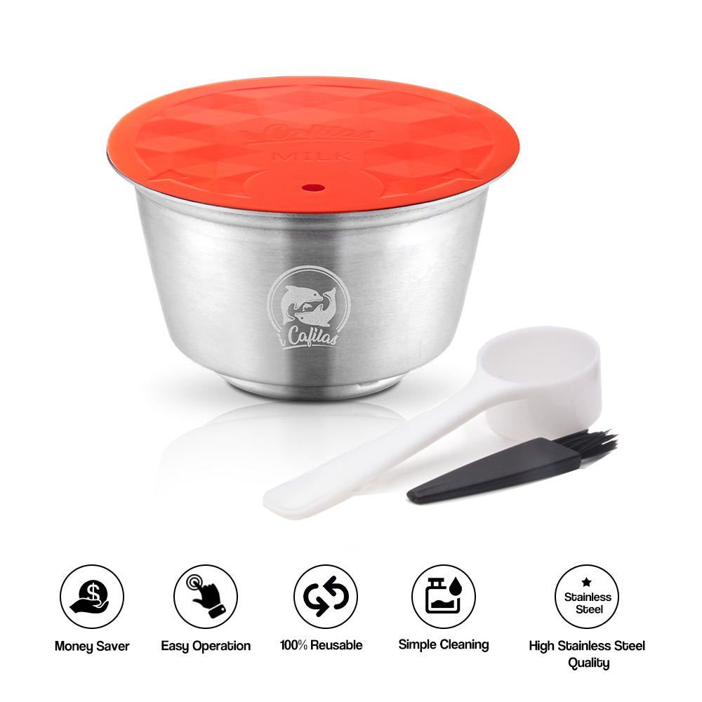 Reusable Milk Capsule Stainless Steel Refillable Milk Foam Pod Compatible with Dolce Gusto