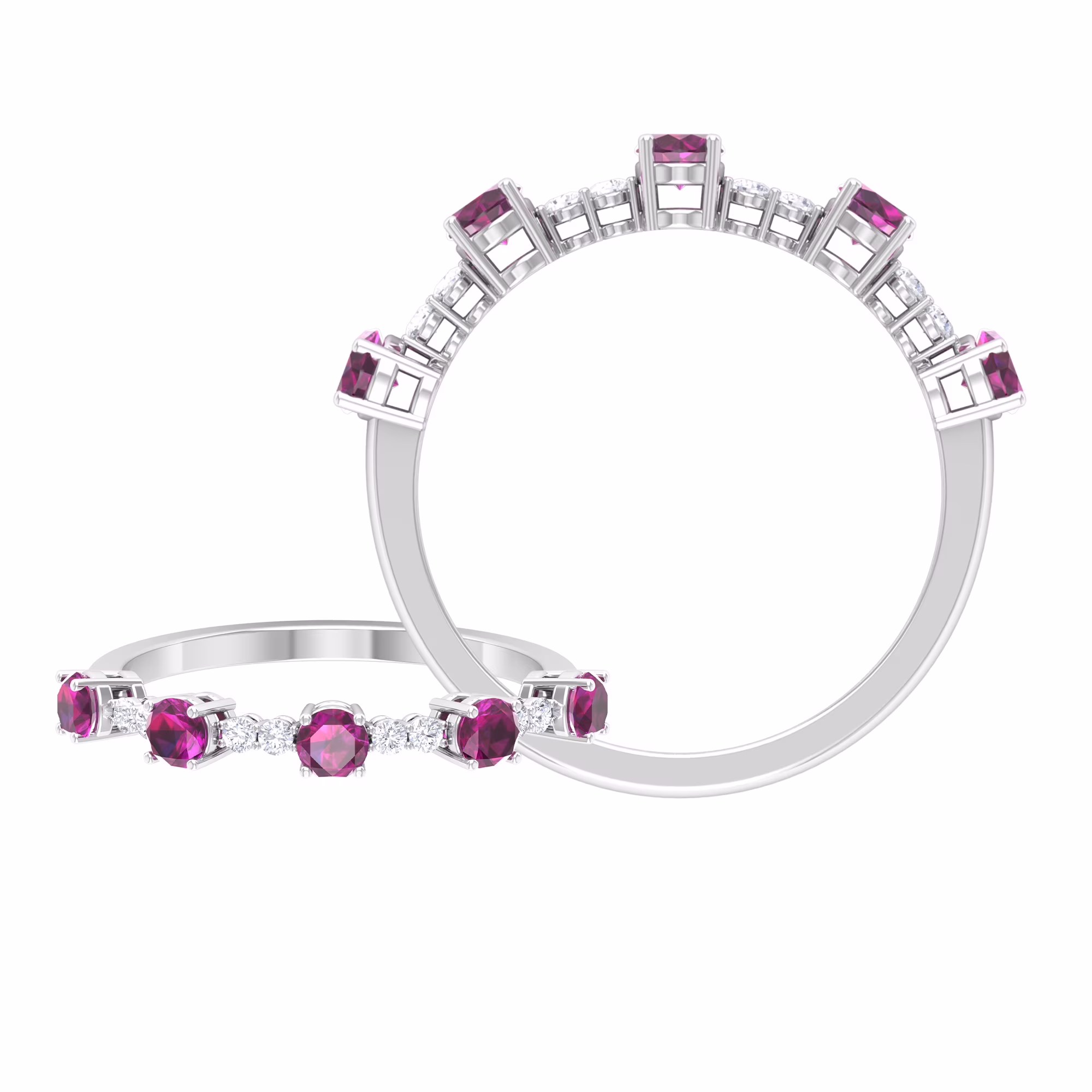 Rhodolite Minimal Stackable Ring for Women, Rhodolite Stackable Ring, 925 Sterling Silver, US 4.00