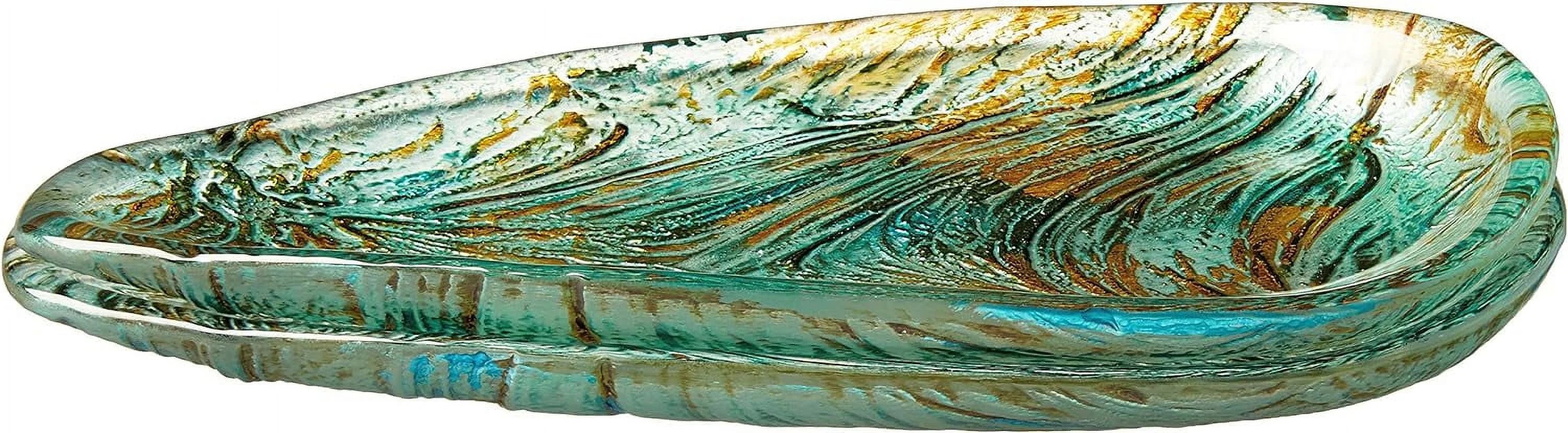 Ballad Triangle Plate Turquoise Brown, 12-Inch (Set Of 2)