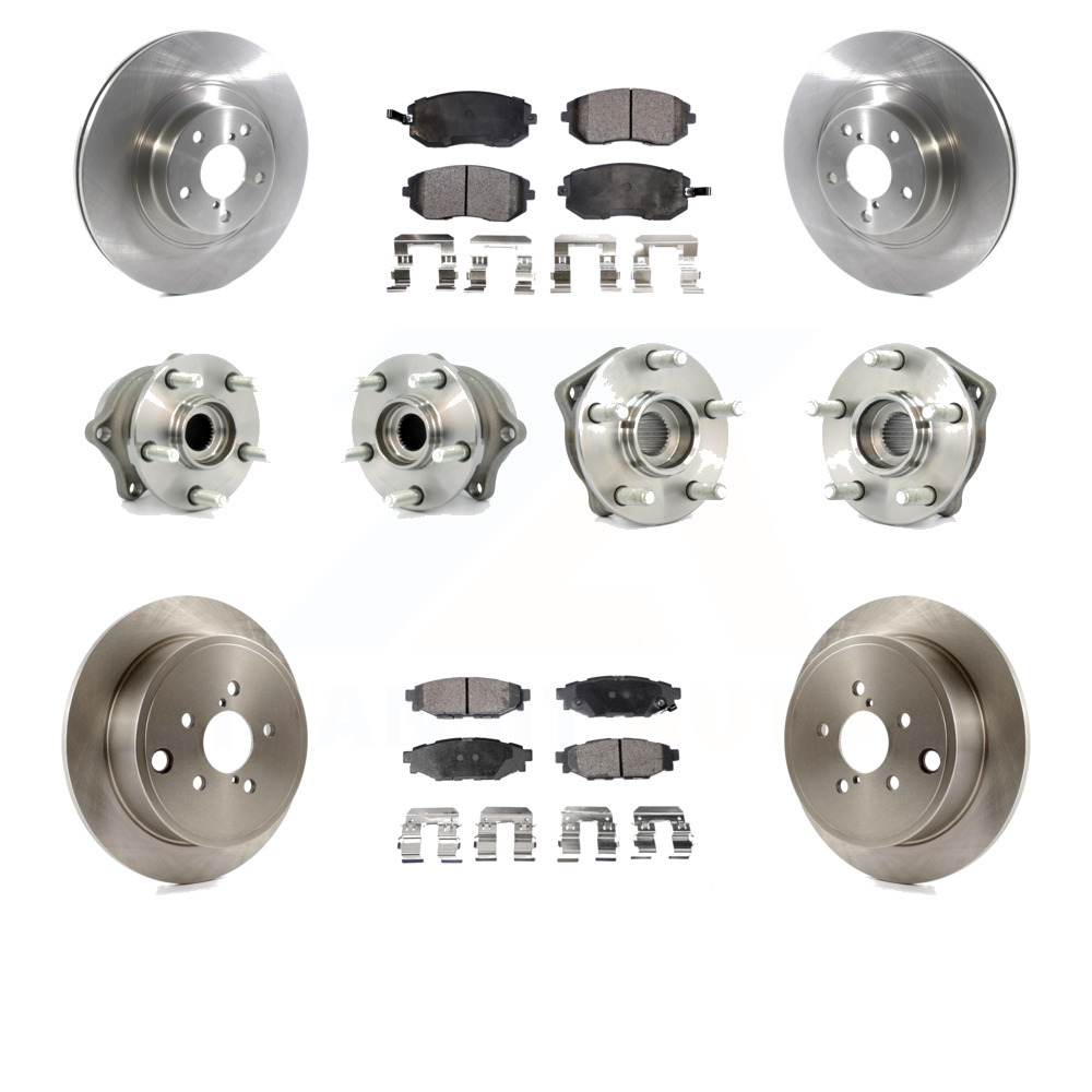 Transit Auto - Front Rear Hub Bearings Assembly Disc Brake Rotors And Ceramic Pads Kit (10Pc) For Subaru Outback Forester Impreza Legacy KBB-114477