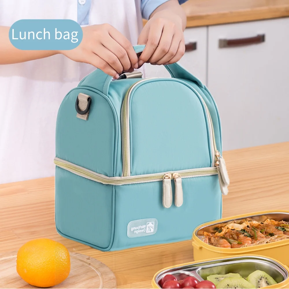 Breast Pump Bag Cooler Compartment for Breast Pump Double Layer for Mother Breast Milk Pump Blue