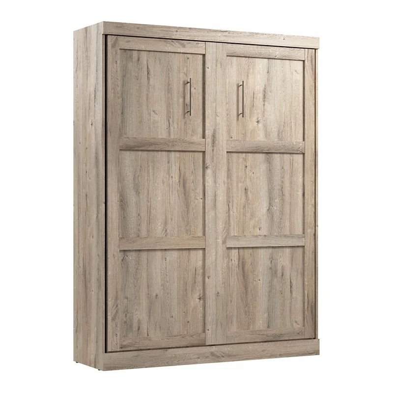Bestar Pur 65W Queen Murphy Bed in rustic brown