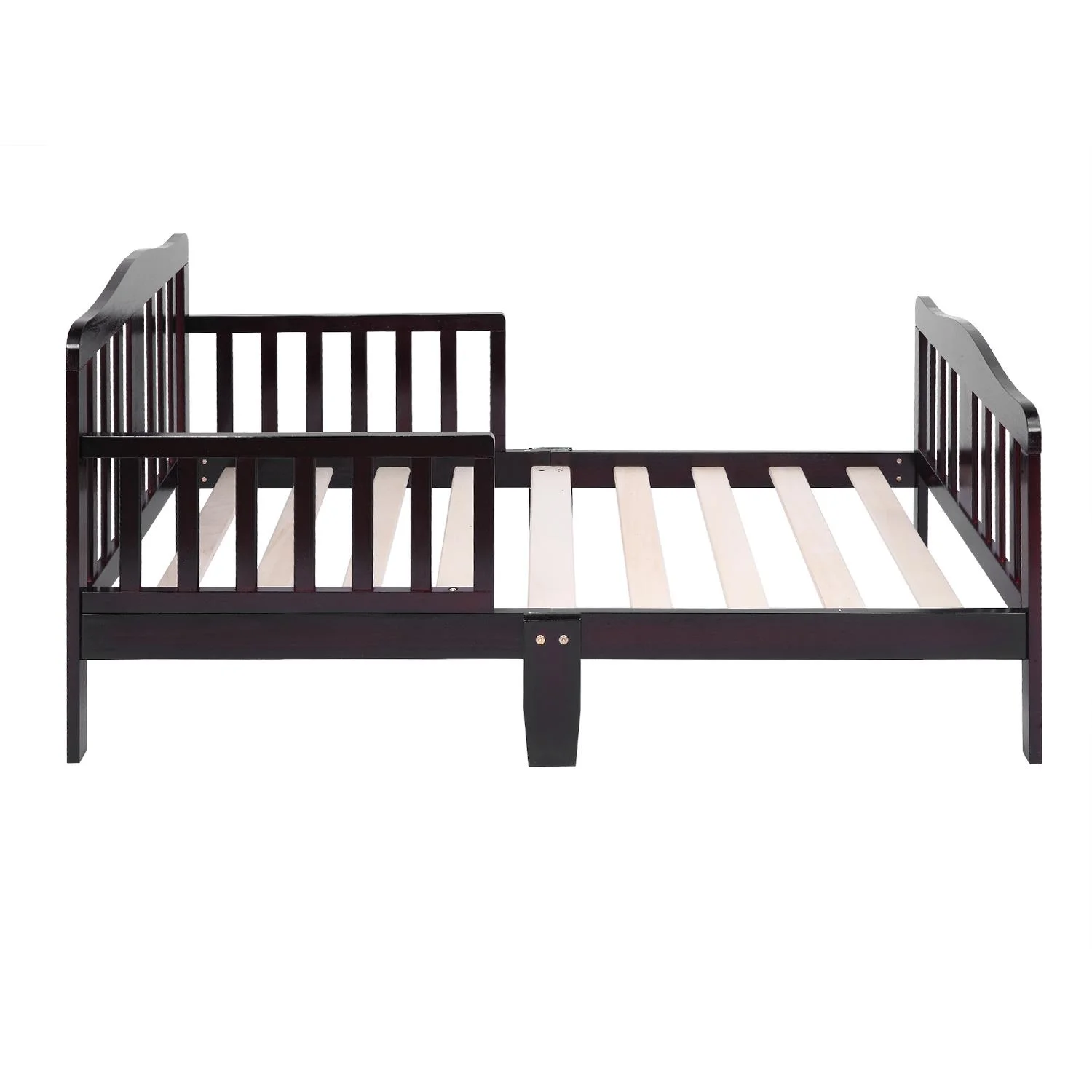 UBesGoo Toddler Bed, Wood Kids Bedframe Children Classic Sleeping Bedroom Furniture w/Safety Rail Fence (Cherry)