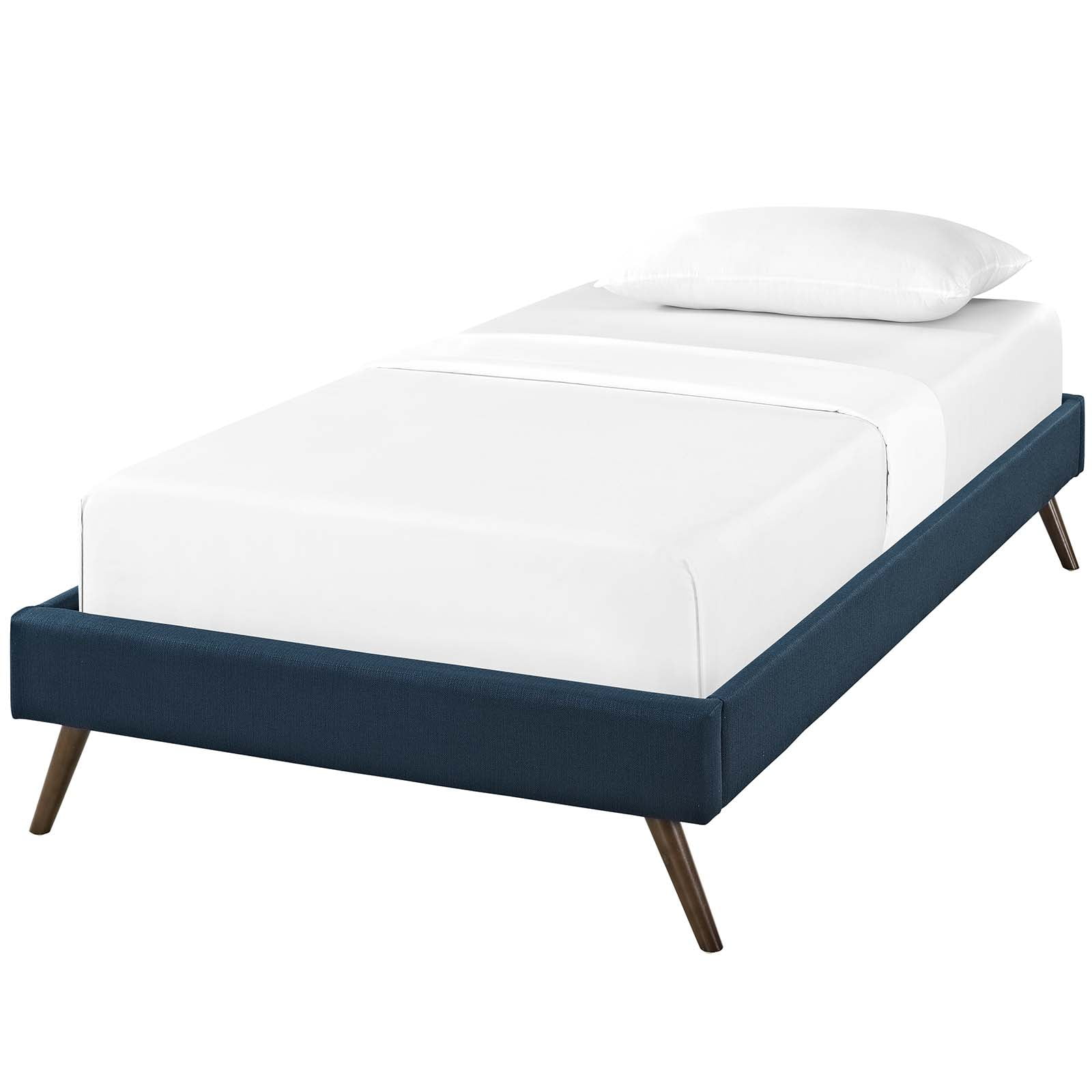 Mod Uptown Contemporary/Modern Upholstered Platform Bed, Twin, Navy Blue