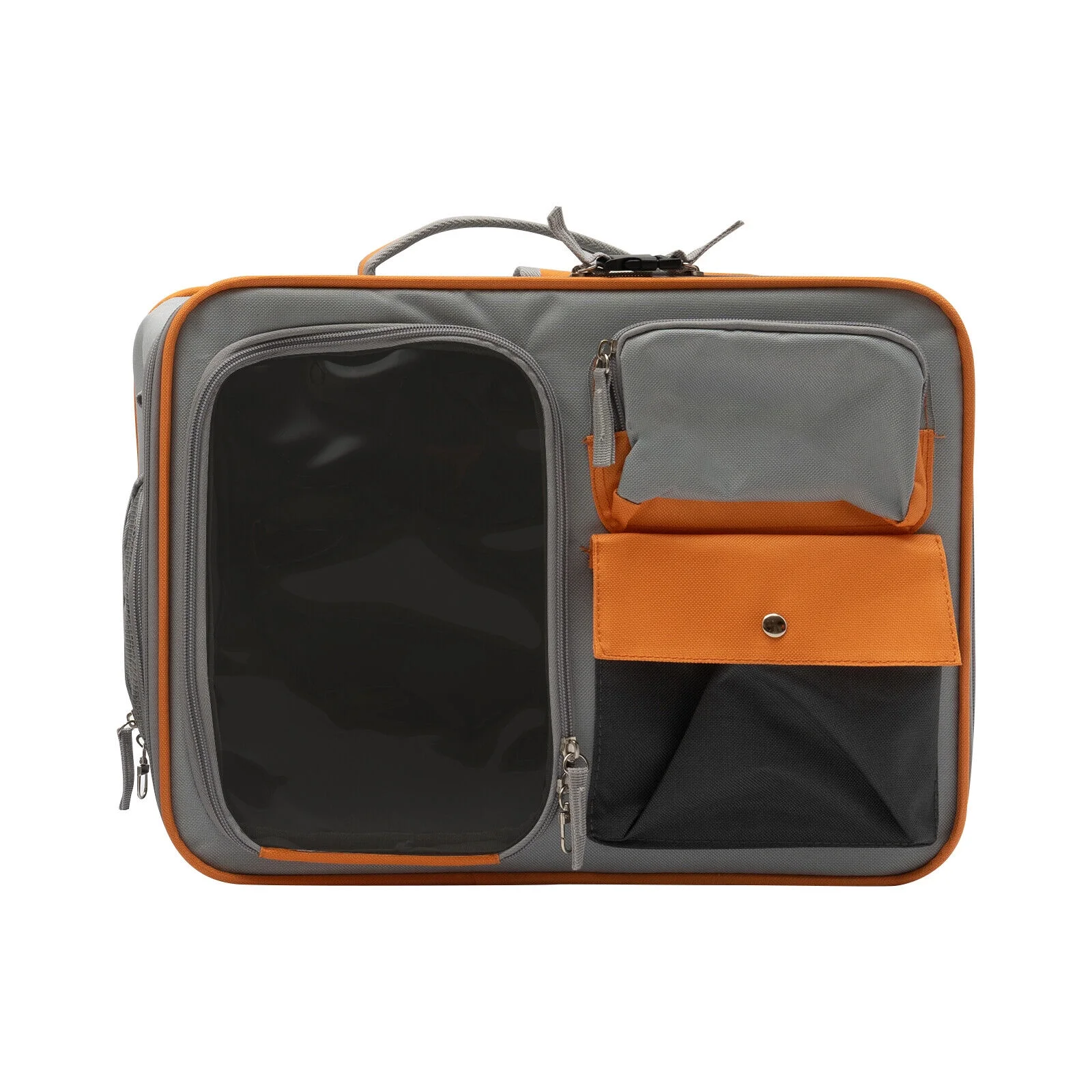 Grey Small Pet Carrier with Wheels Foldable Pet Carrier Bag with Telescopic handle