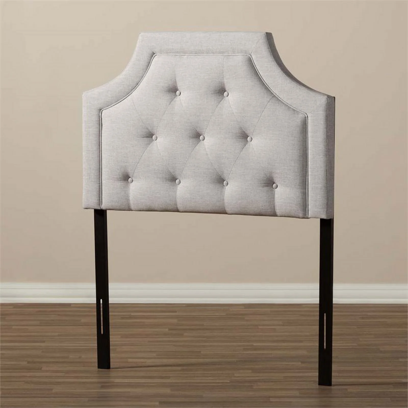 Bowery Hill Modern Fabric Tufted Twin Headboard in Grayish Beige