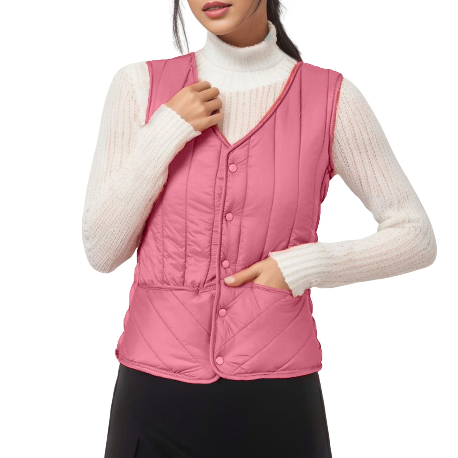 PMUYBHF Women Rain Jacket Lightweight With Hood Women Fashion Winter Vest Full Zipper stand up Collar Thickened and Velvet Outdoor Sleeveless Jacket Sleeveless Vest Womens Lightweight Jackets