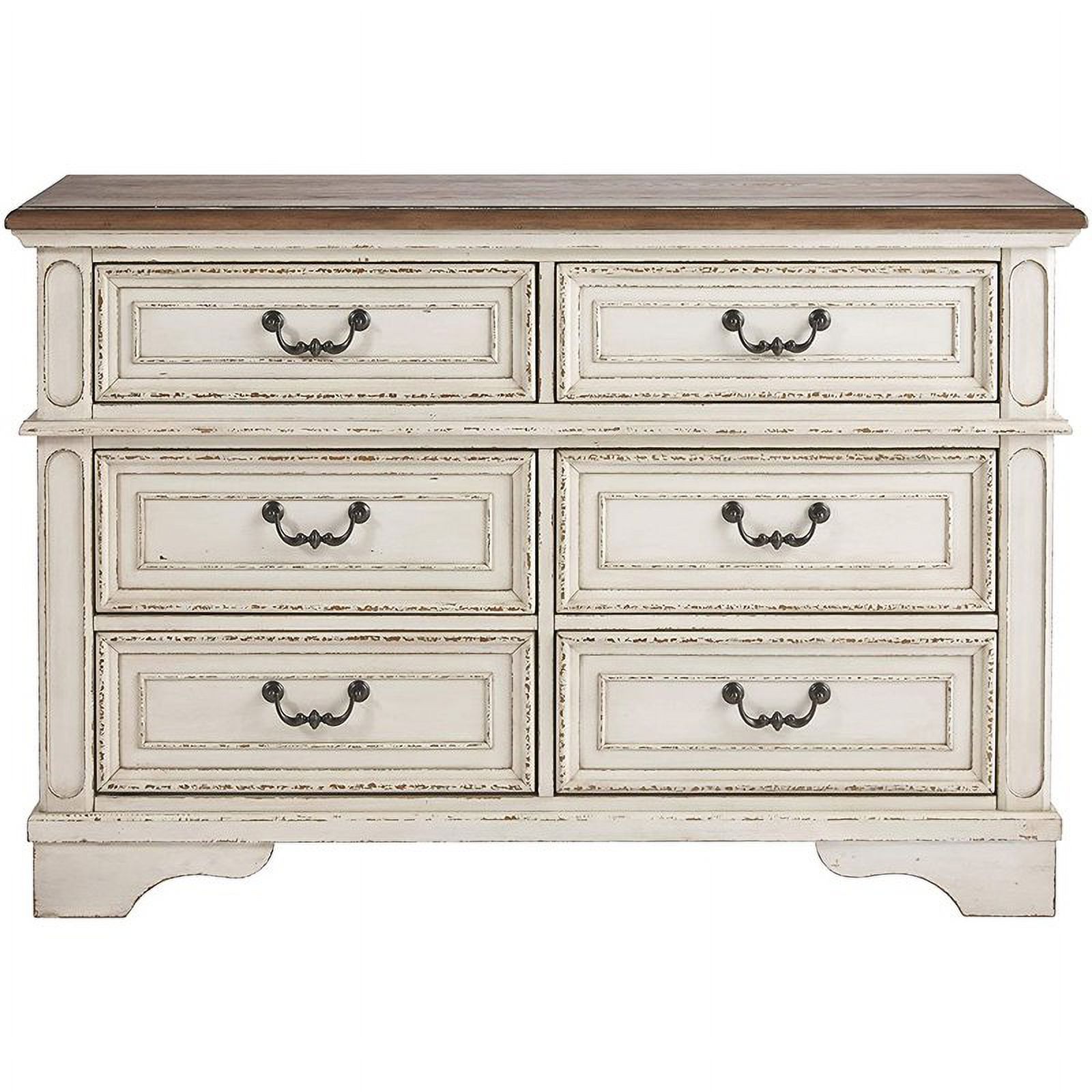 Bowery Hill 6 Drawer Double Dresser in White and Brown