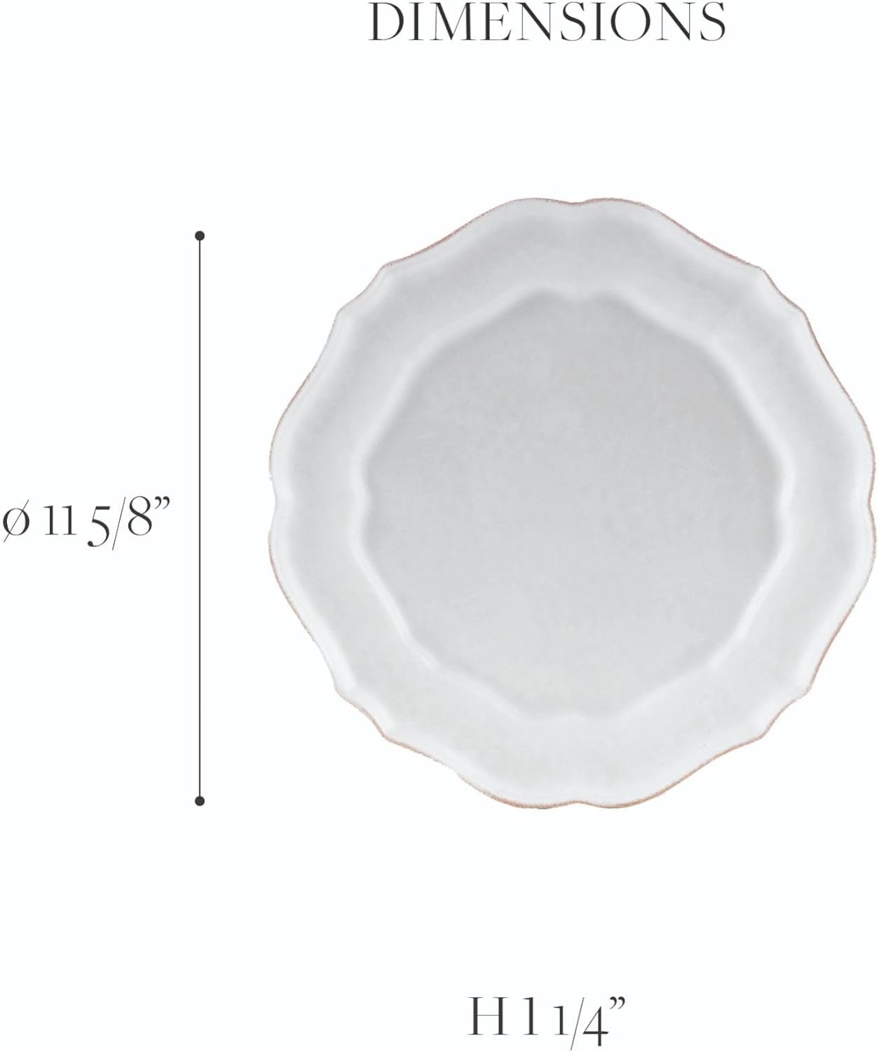 Ceramic Stoneware 11'' Dinner Plate - Impressions Collection, White | Microwave & Dishwasher Safe Dinnerware | Food Safe Glazing | Restaurant Quality Tableware