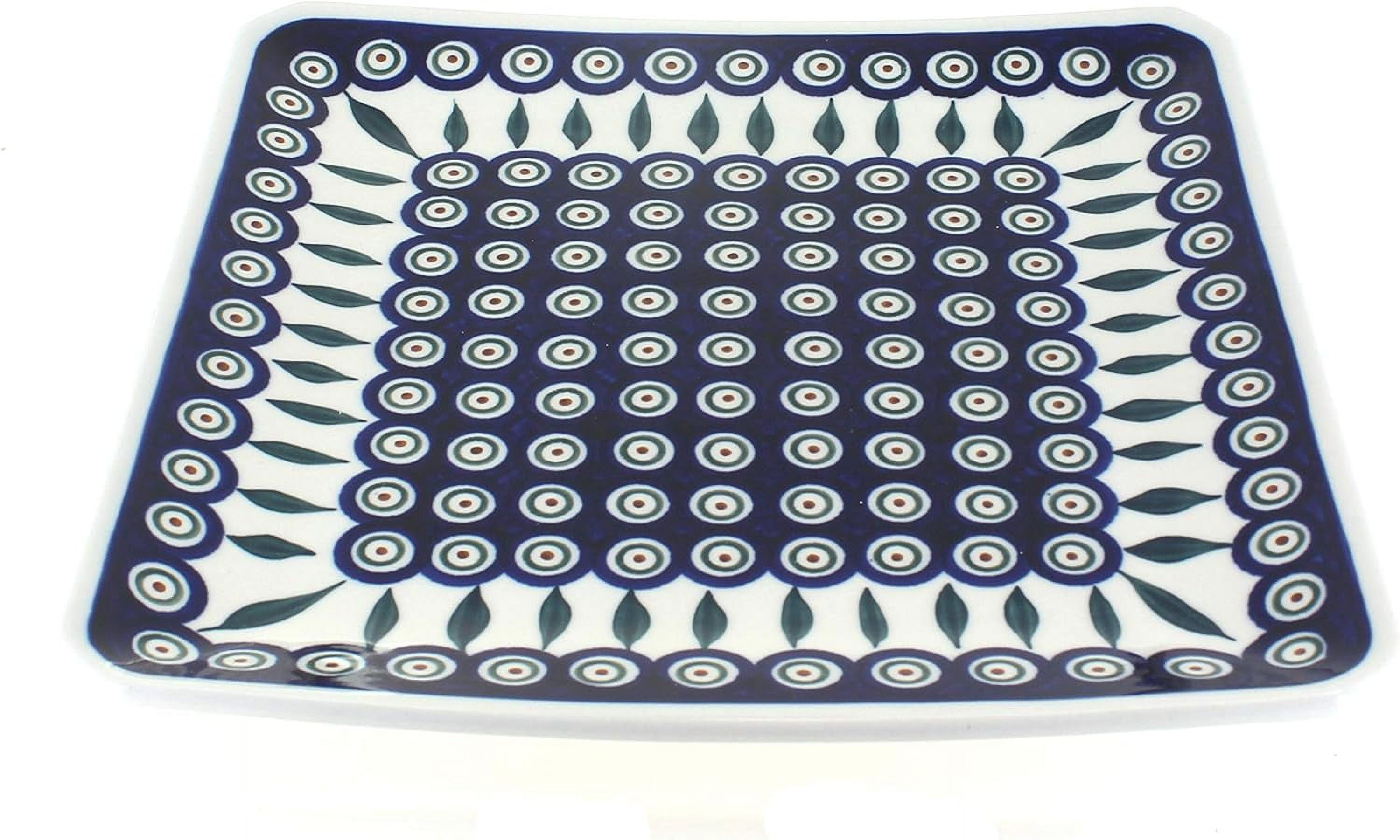 Polish  Peacock Square Dinner Plate