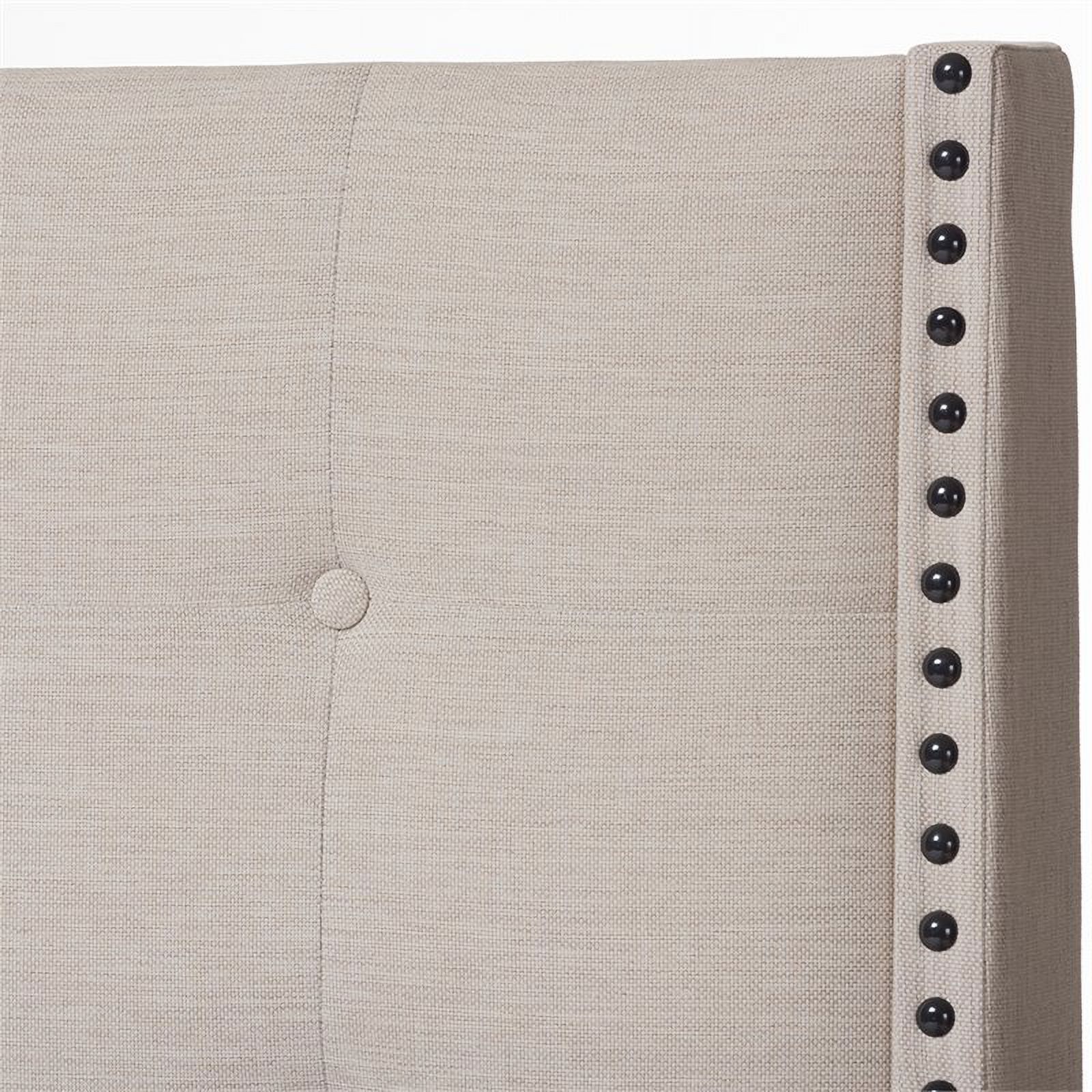 Bowery Hill Tufted King Panel Bed in Light Beige