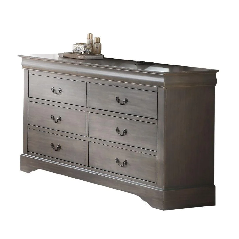 Antique Gray Eastern King 5pcs Bedroom Set Acme Louis Philippe III 25497EK-5pcs