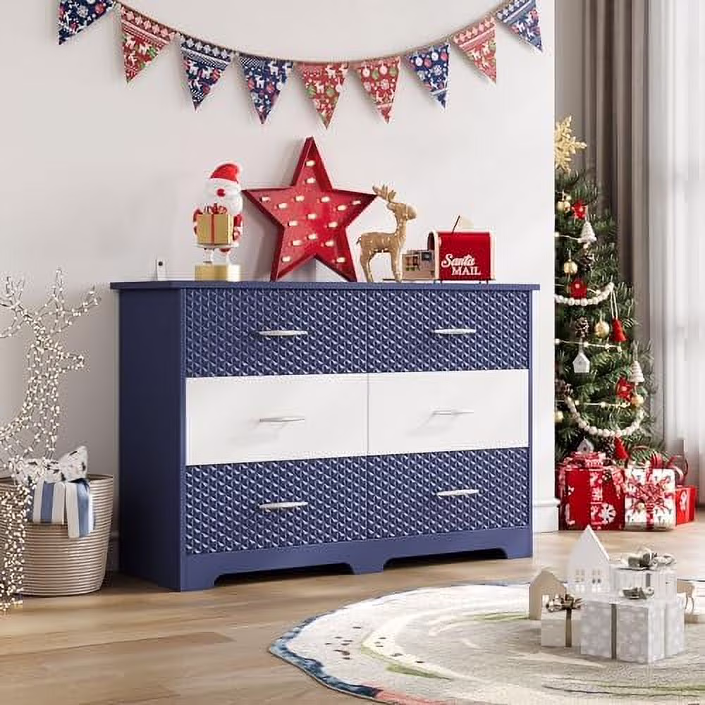 NLIBOOMLife Unique Craftsmanship Dresser  Modern Dresser Drawers Colorful  Deep Drawers for Bedroom Living Room Entryway Navy