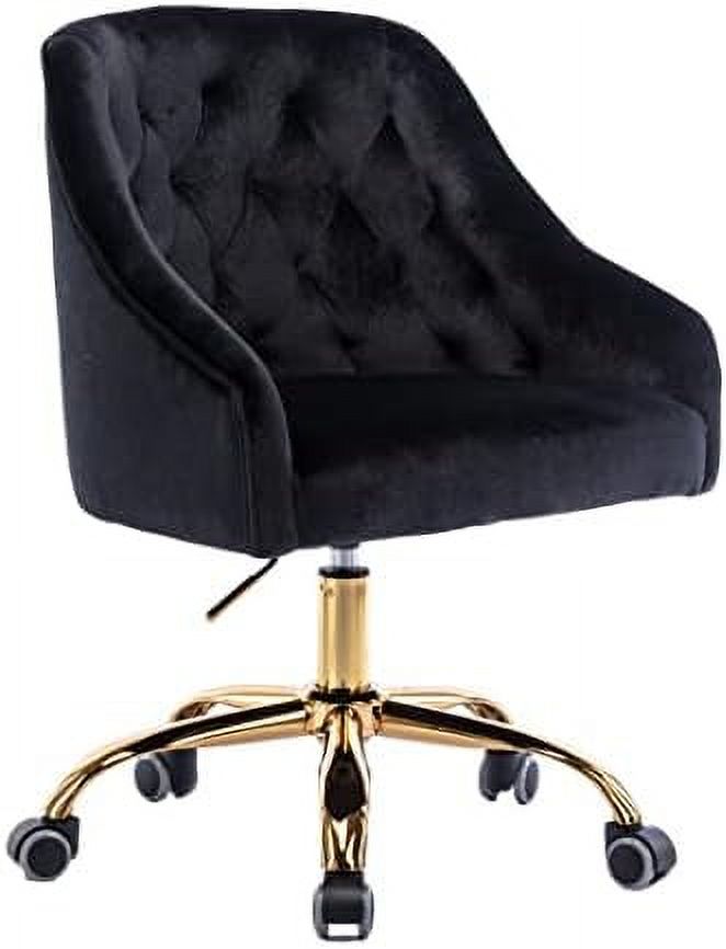 TJUNBOLIFE Comfy Home Office Task Chair with Wheels  Cute Modern Upholstered Velvet Seashell Back Adjustable Swivel Vanity Desk Chair  for Women  for   for Girls  Living Room  Bedroom (Da