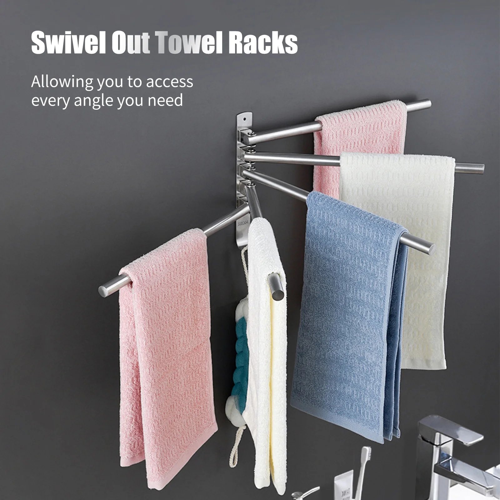 Dazzduo Towel Bar,Towel Bar Towel 4-Bars Arms Towel Bar Stainless Wall Mount Towel Steel Towel Kitchen Out Towel 4-Bars Arms Bath Towel Bar Stainless Steel 4-Bars Arms Bath Stainless Steel Towel