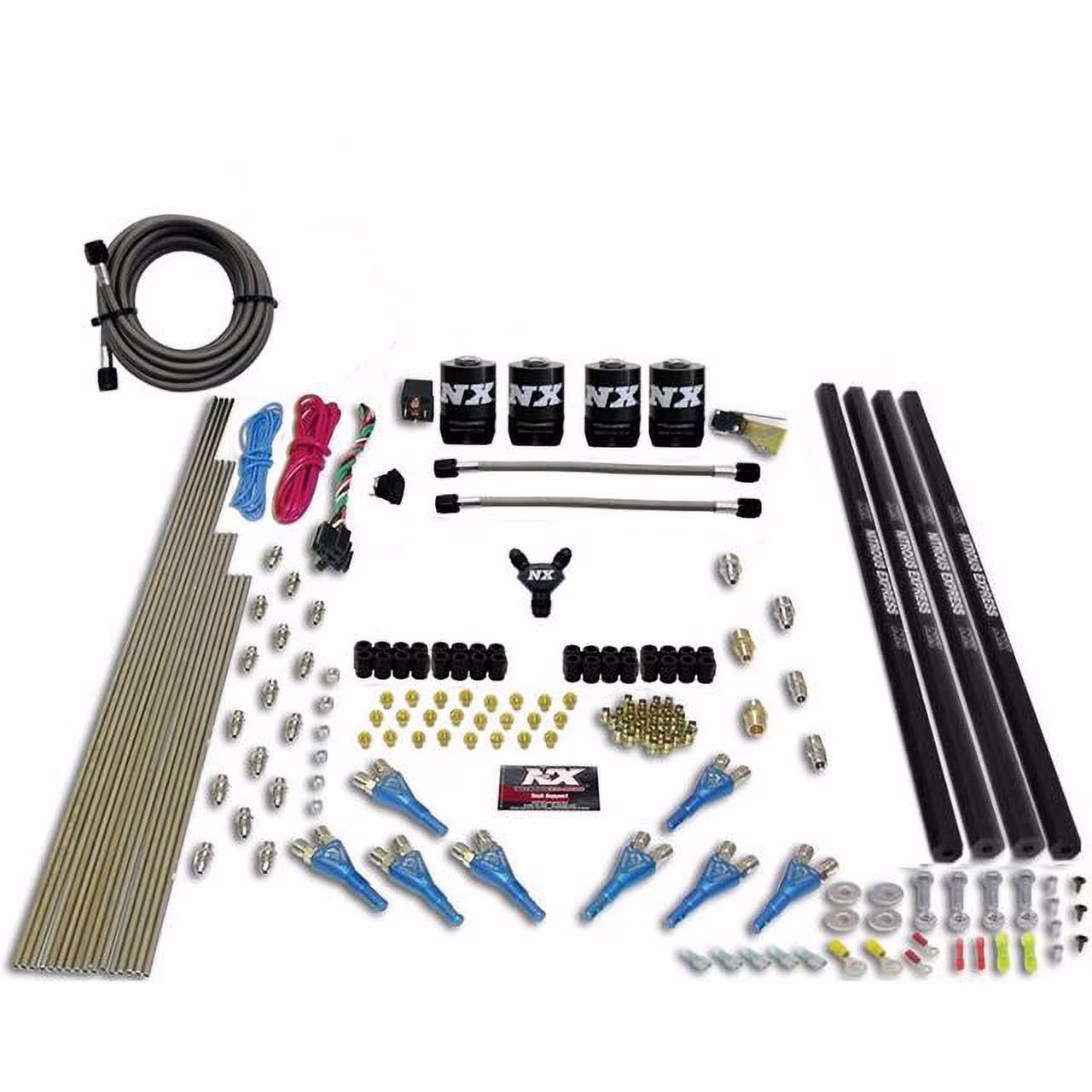 Nitrous Express 91006-00 8-Cylinder Gasoline Pro Shark Direct Port System (200-600HP) 4 Solenoids with Rails No Bottle