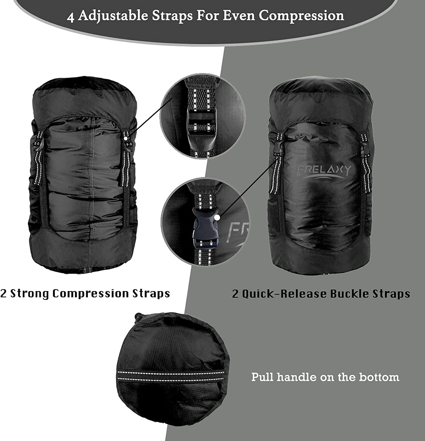Frelaxy Compression Sack, 40% More Storage! 11L/18L/30L/45L/52L Compression Stuff Sack, Water-Resistant & Ultralight Sleeping Bag Stuff Sack - Space Saving Gear for Camping, Hiking, Backpacking