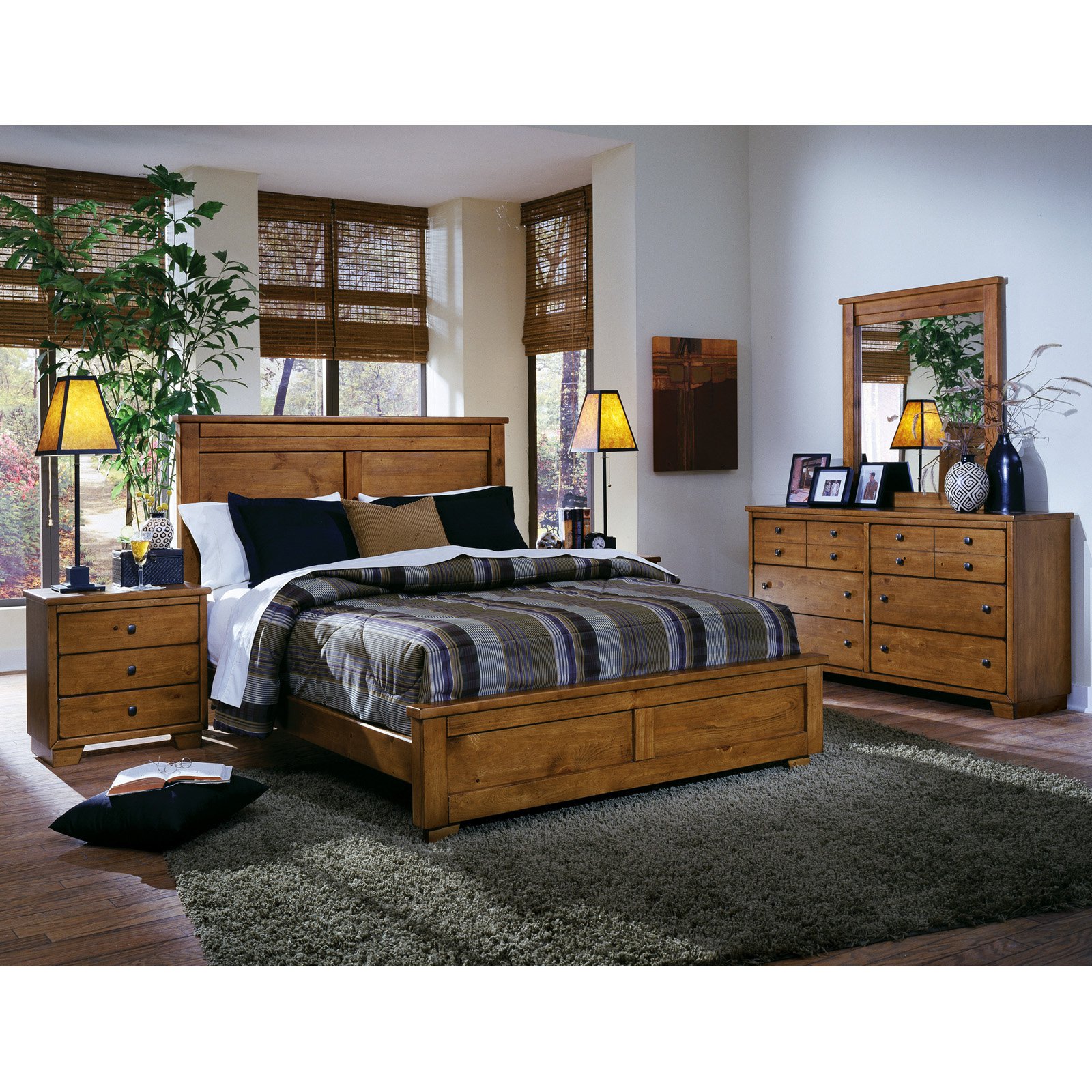 Progressive Furniture Diego King Wood Panel Headboard in Cinnamon Pine