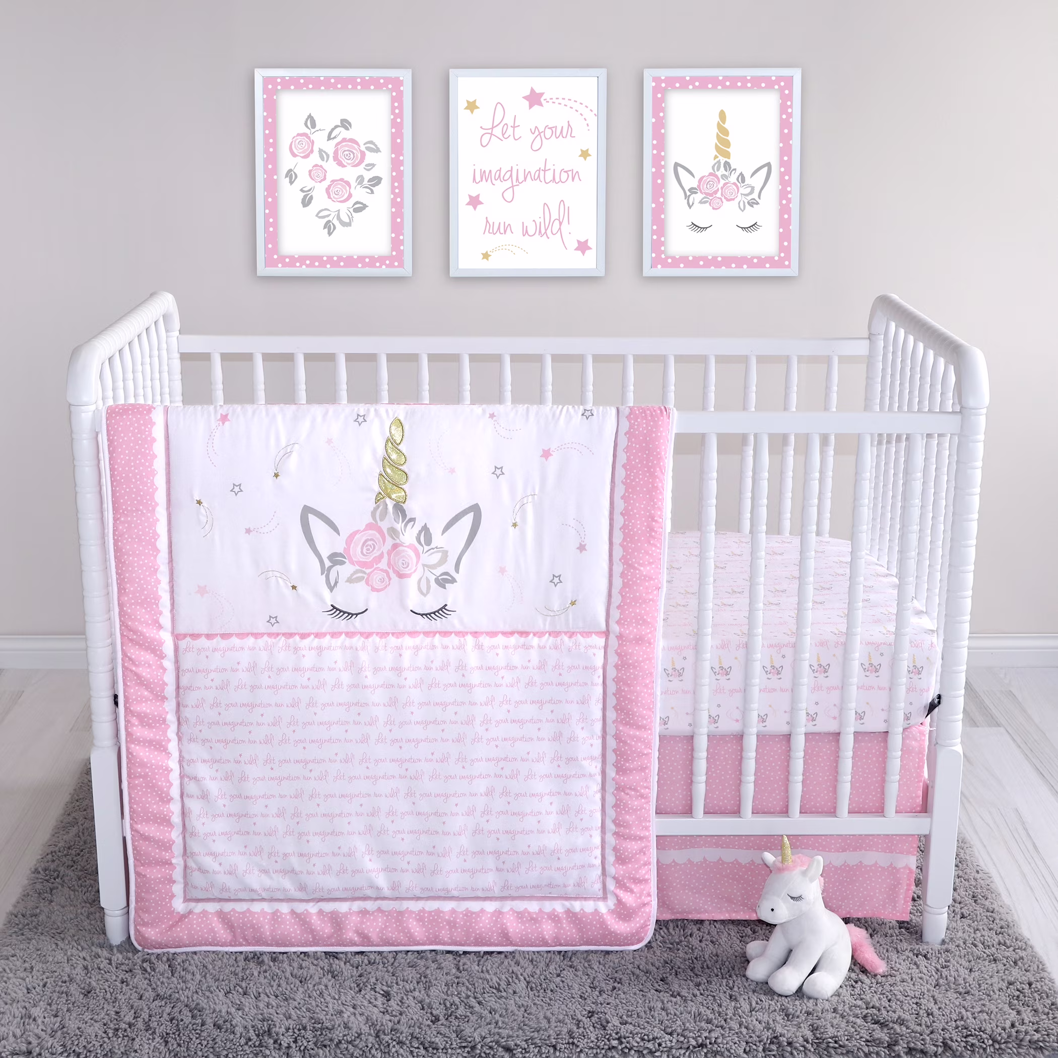 Sammy & Lou Mystical Dreams 4 Piece Crib Bedding Set for Girl, Pink, Infant, 200 Thread Count