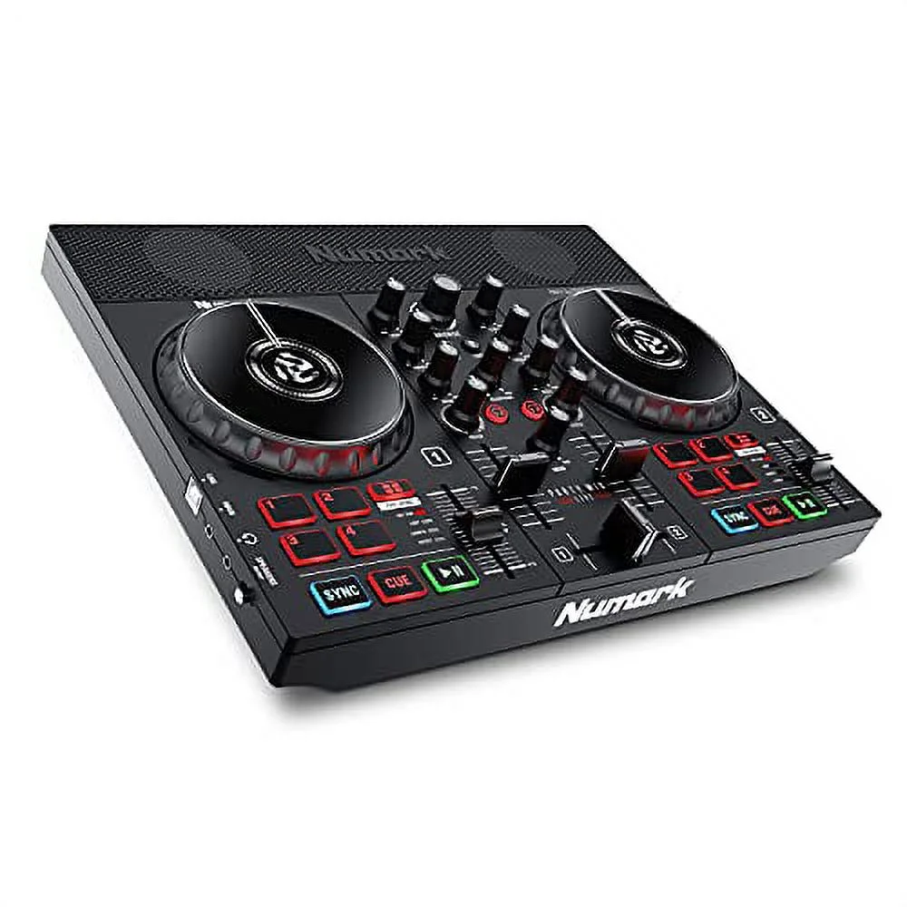 Numark Party Live DJ Controller Set with Lights, Speakers, Mixer for Serato Lite and Algoriddim Djay Pro AI