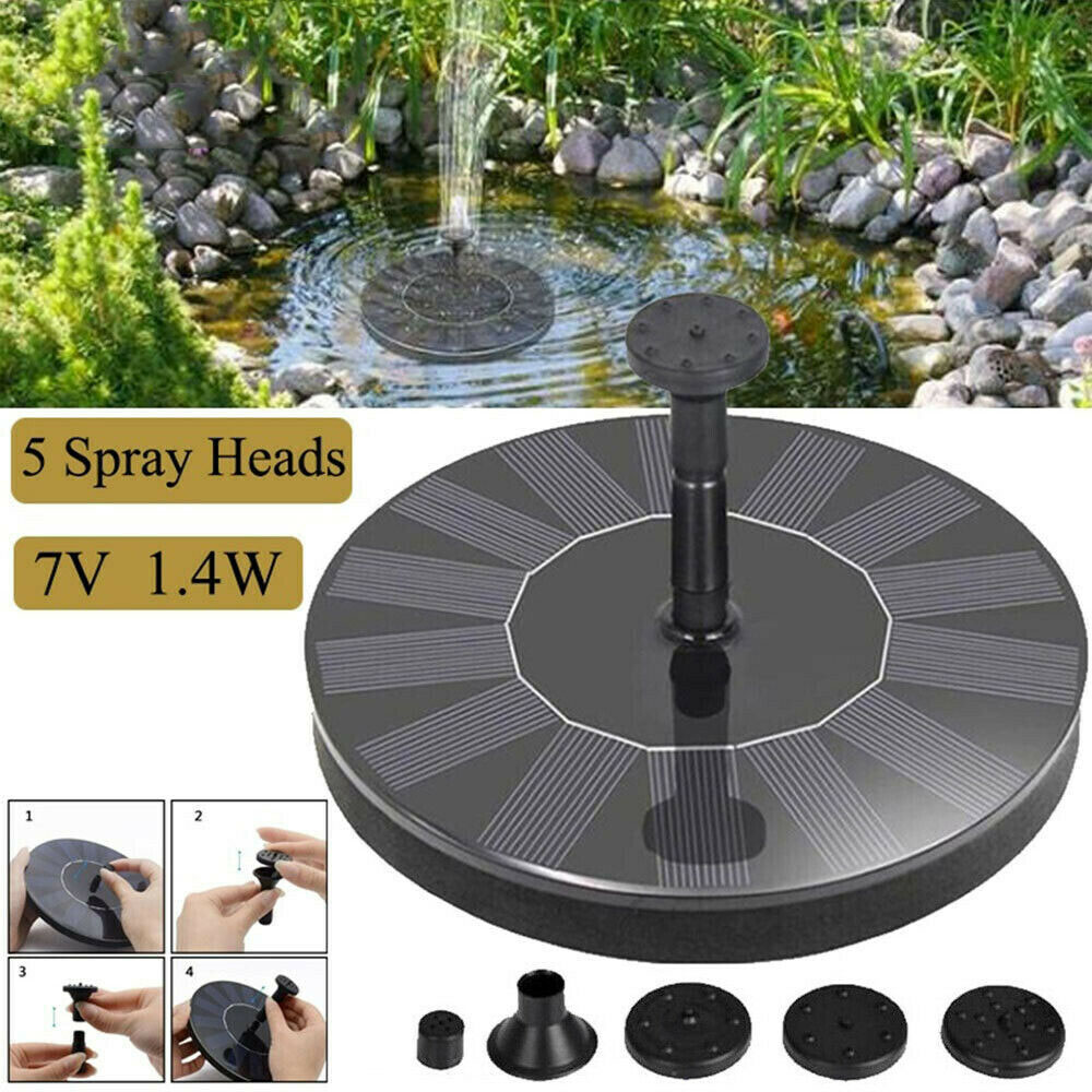 GRNSHTS Solar Fountain Pump,1.4W Bird Bath Fountain,Solar Powered Water Fountain Pump,Suitable for Bird Bath Garden Pond Fish Tank Aquarium