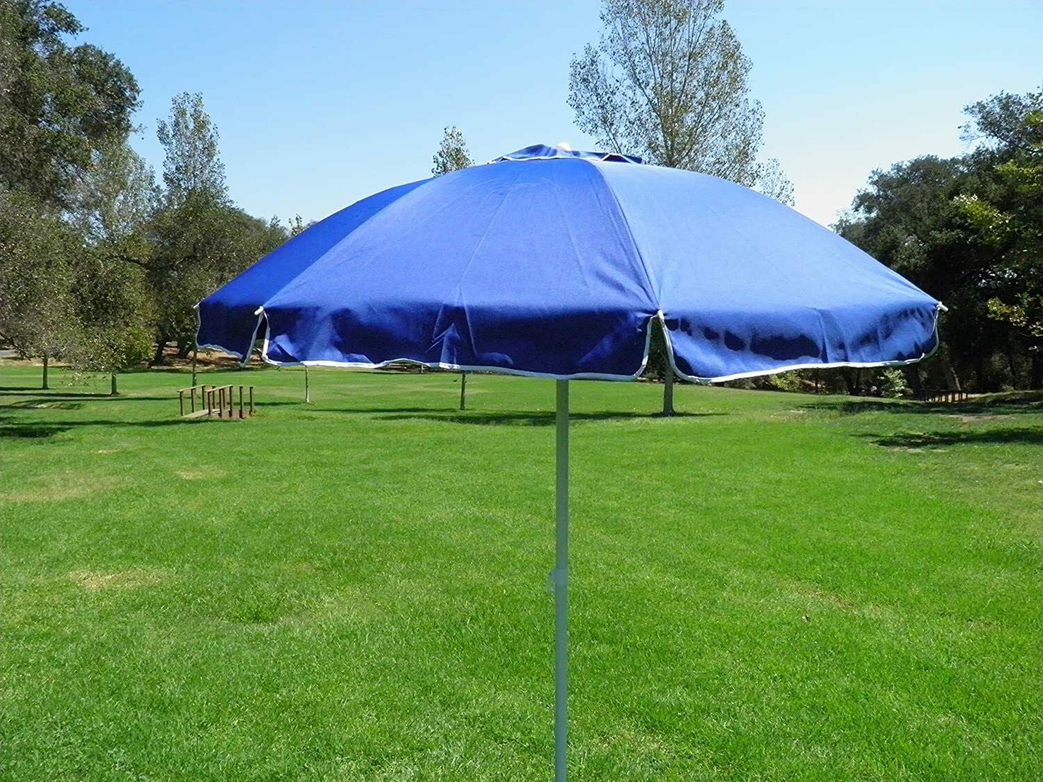 7FT. WATERPROOF 97% UVA PROTECTION BEACH UMBRELLA WITH CARRY CASE - SOLID BLUE