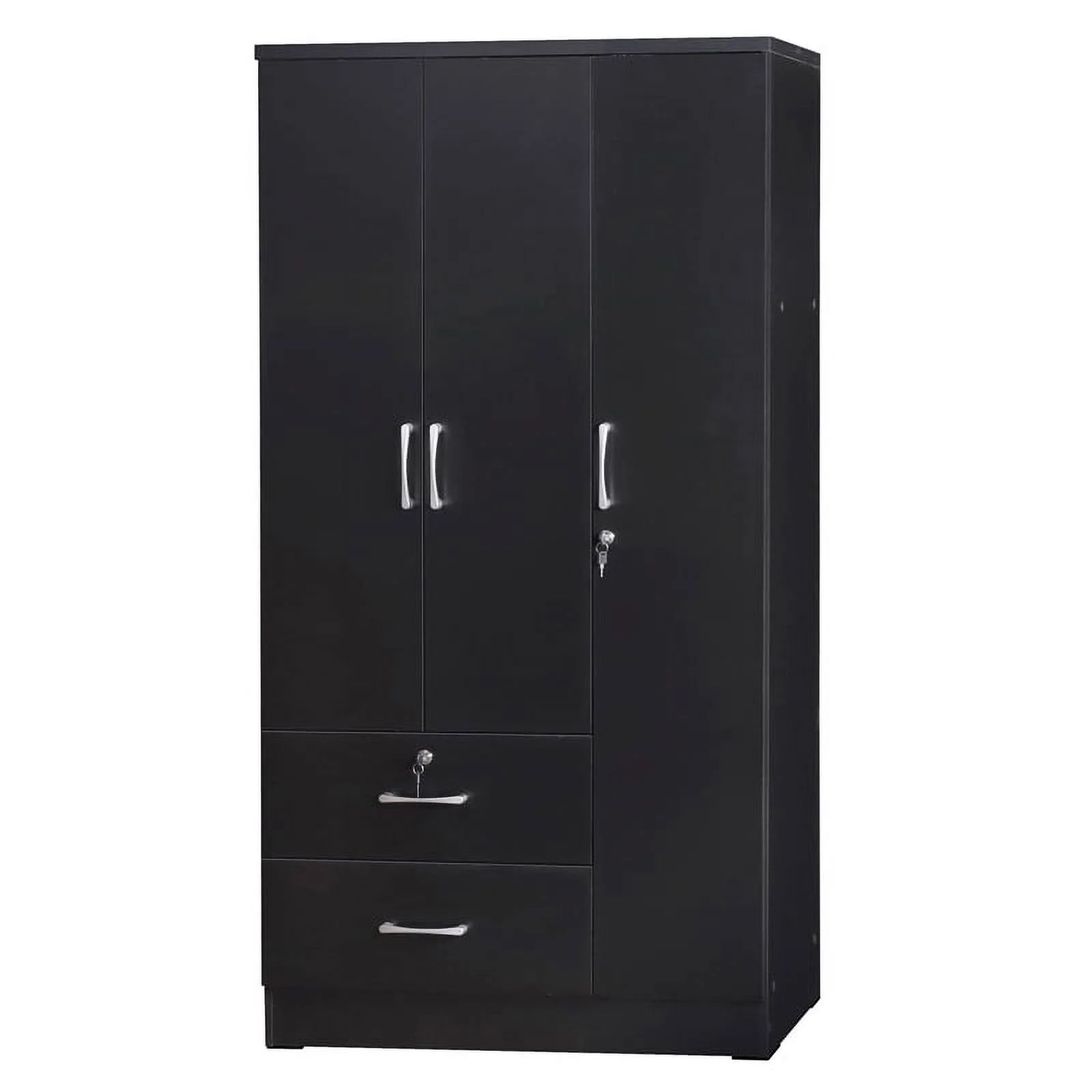 Home Square 3-Piece Set with Twin Bed Wardrobe Armoire Closet & Nightstand