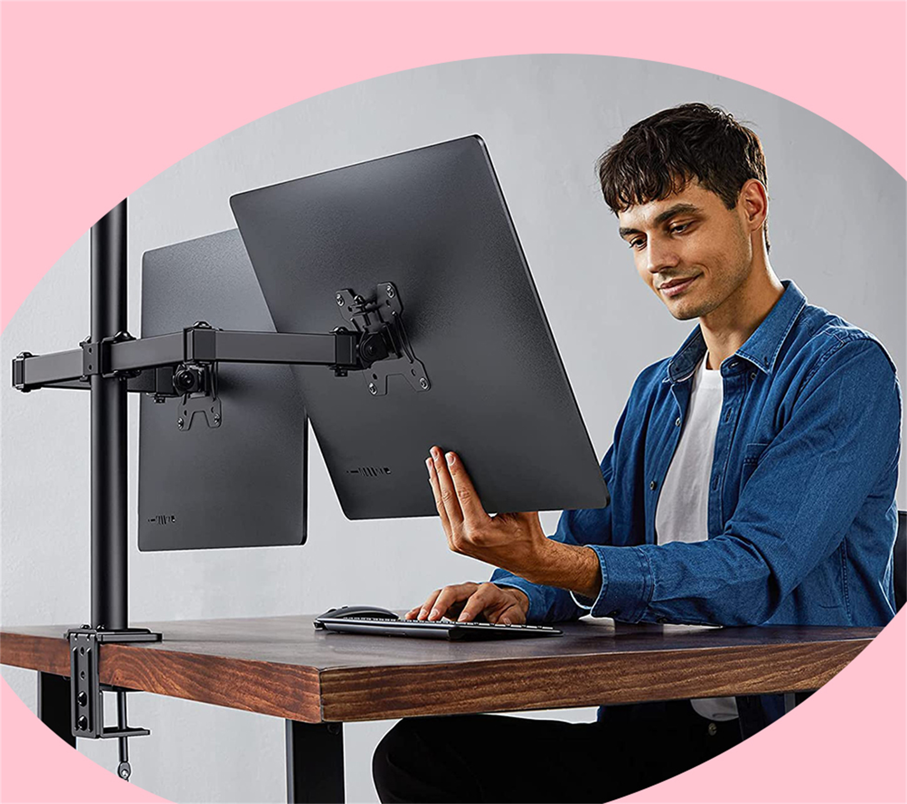 Dual Monitor Stand Mount, Heavy Duty Fully Adjustable Monitor Desk Mount