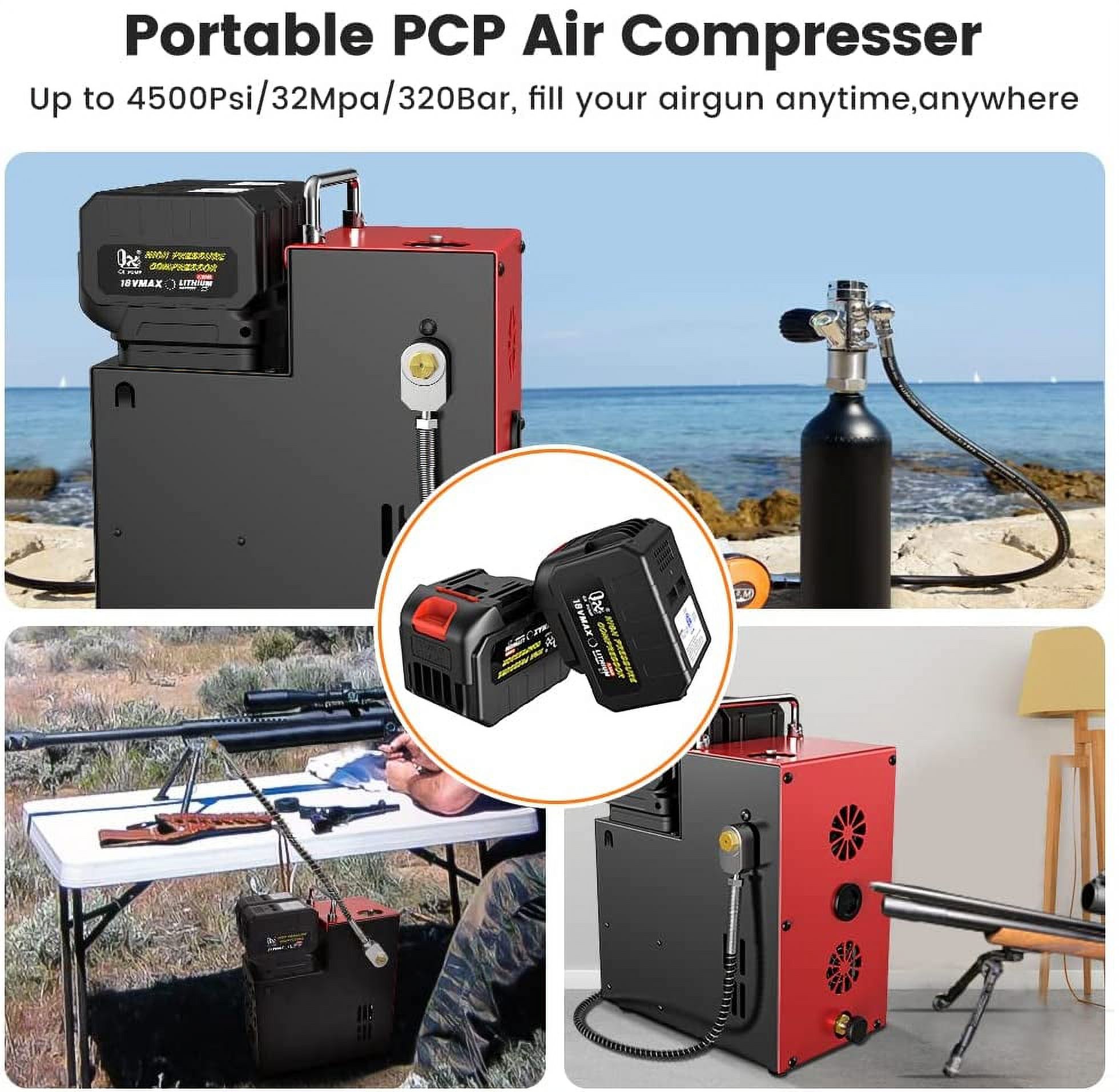 GX PUMP E- L3 pcp air compressor, 4500Psi,Auto-Shutoff,Built-in Oil-Water Separator,Coreless