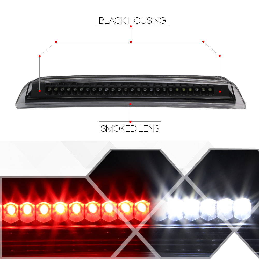 For 2004-2016 Nissan Frontier Titan Rear LED 3rd Third Brake Light Tail Stop Lamp Black Housing Smoked Lens 05 06 07 08 09 10 11 12 13 14 15