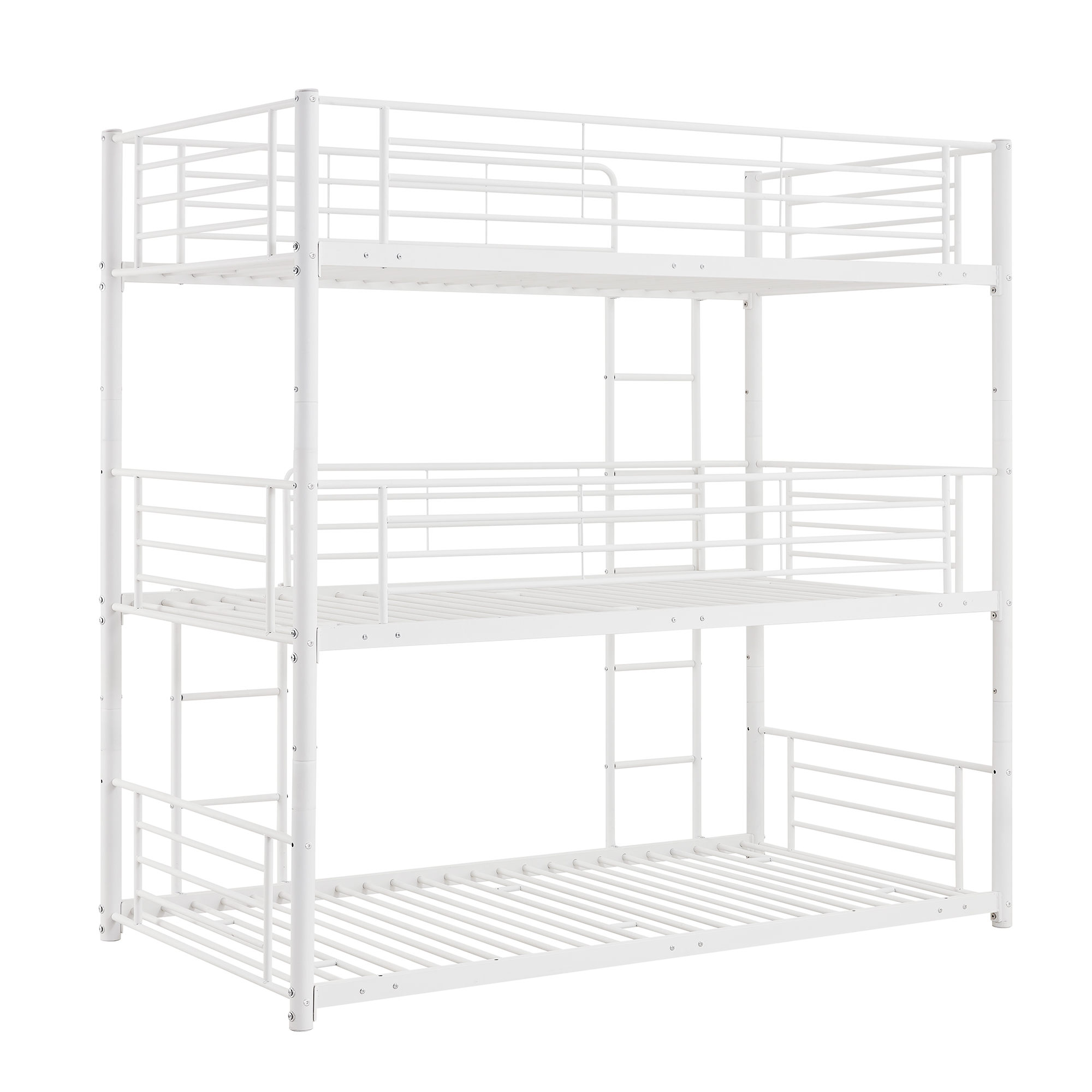 Churanty Twin-Twin-Twin Triple Bed with Built-in Ladder, Divided into Three Separate Beds,White