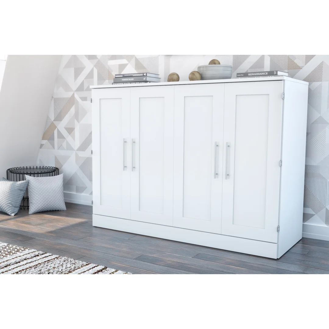 Bestar Pur Full Cabinet Bed with Mattress in White