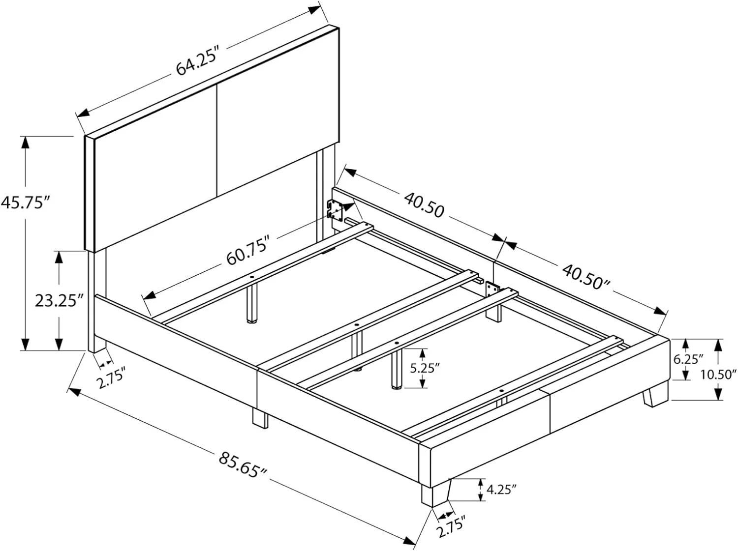 Bed Leather-Look White Queen