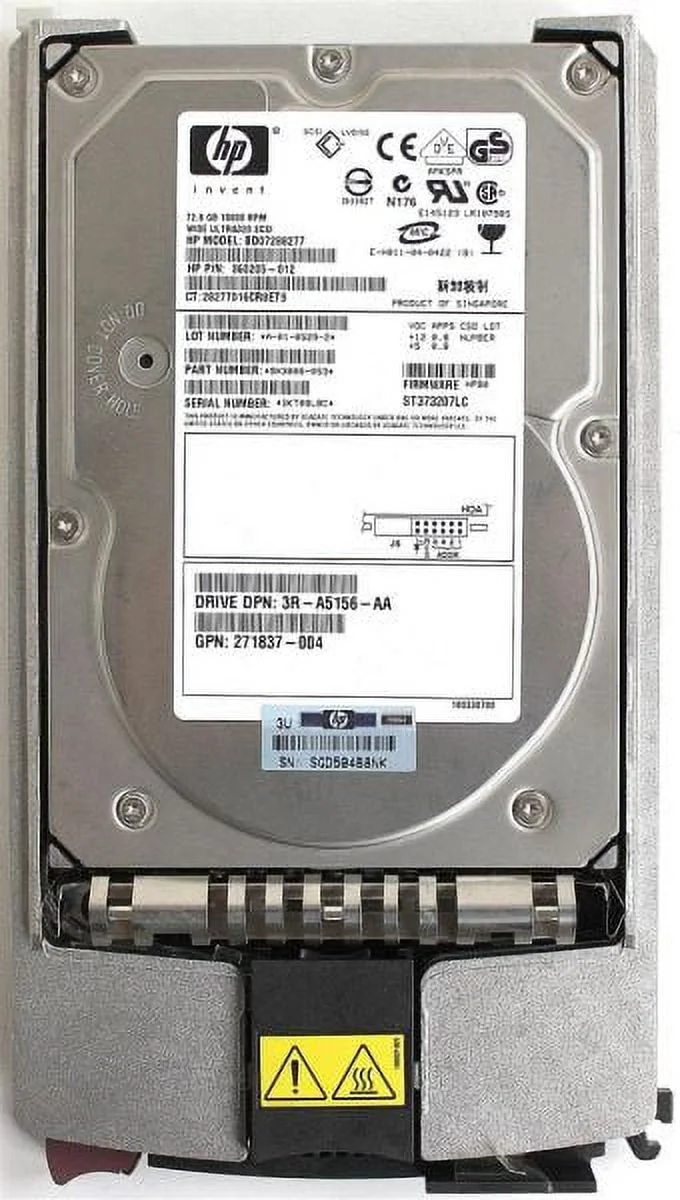 HP 72.8GB 10K U320 SCSI HDD, BD07288277, 360205-012, 9X3006-053, FW: HPB0, ST373207LC, GPN: 271837-004, 289042-001
