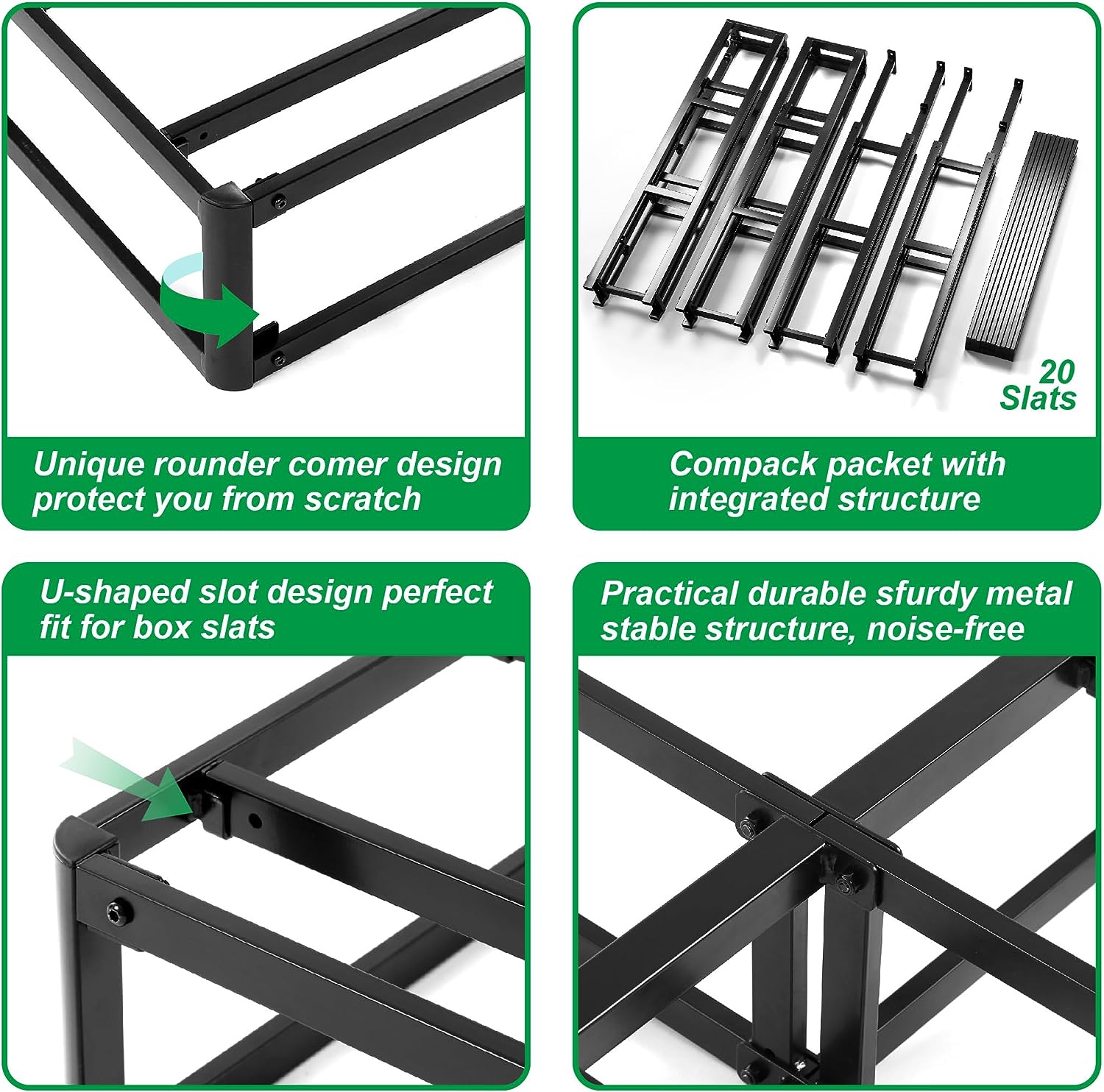 OUWI 7 Inch Box Spring King, Low Profile Metal Boxsprings/Mattress Foundation/Bunkie Board - 3000LBS Strong Steel Structure/Easy Assembly (King)
