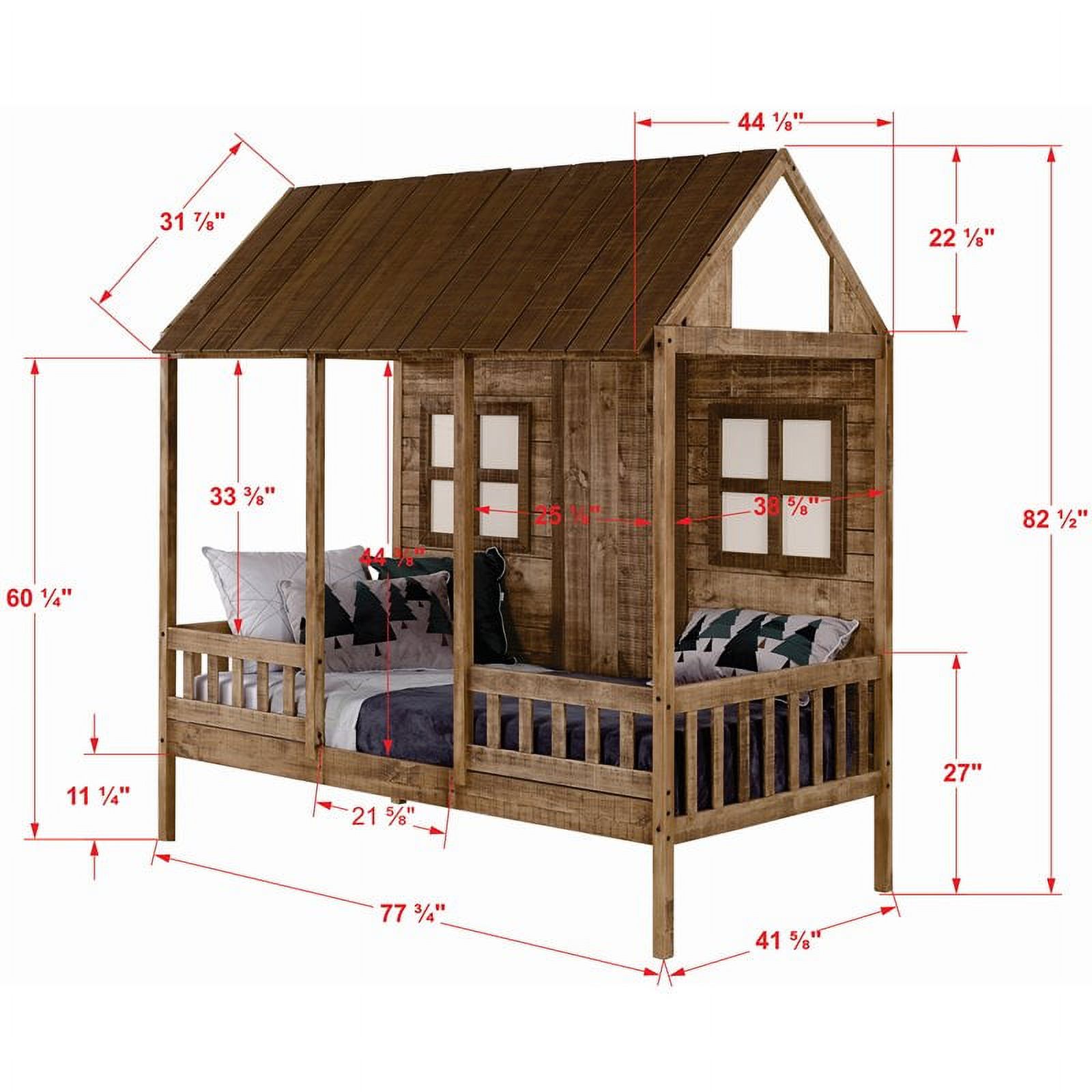 Rosebery Kids Twin Solid Wood Low Loft Bed with Drawers in Driftwood