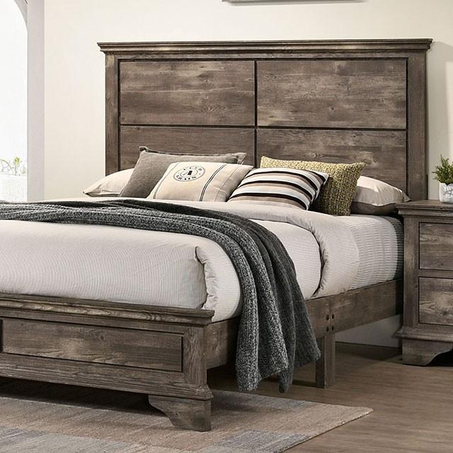 Transitional Gray Solid Wood King Bedroom Set 5pcs FOA CM7186 Fortworth