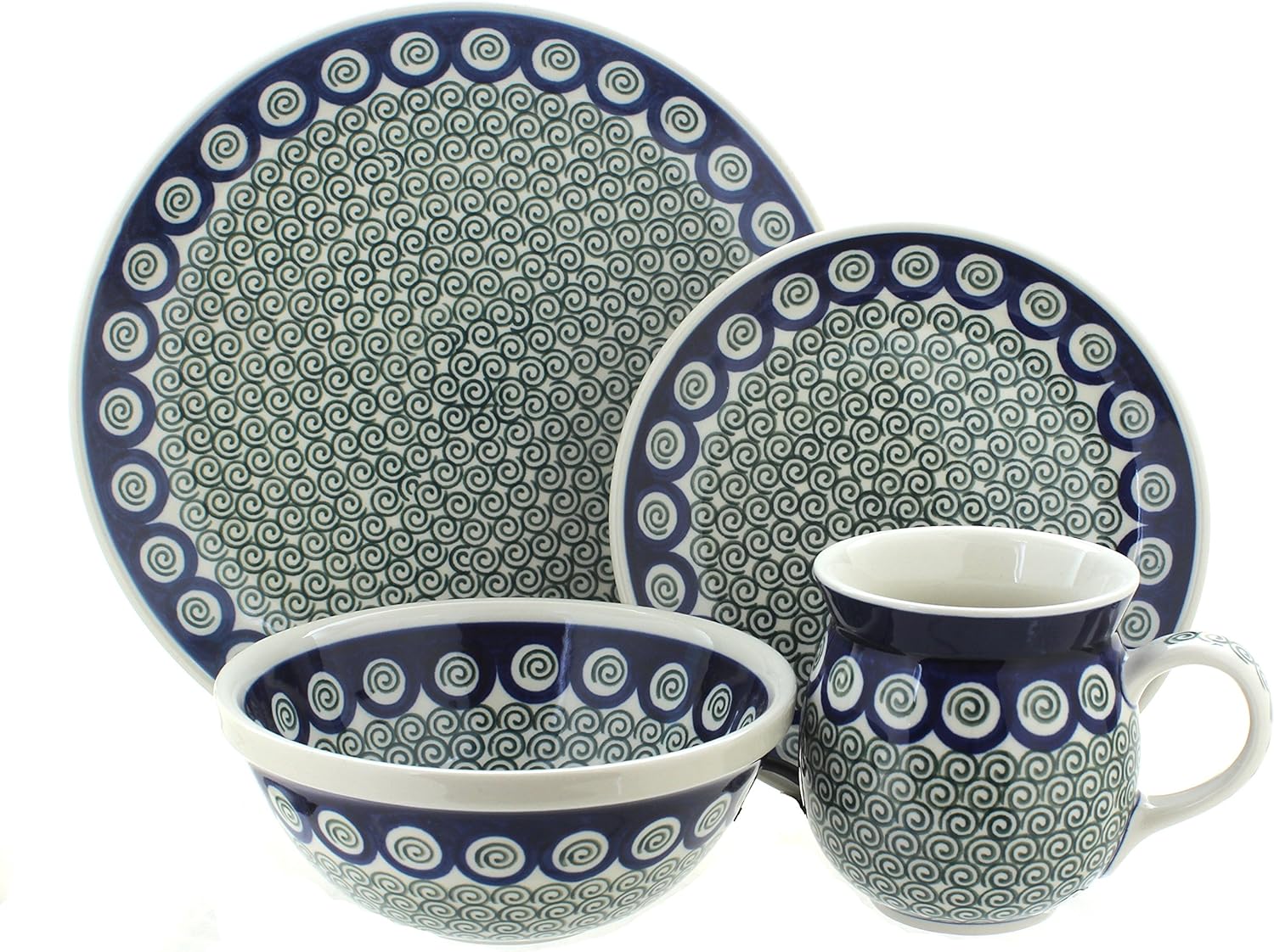 Polish  Peacock Swirl 4 Piece Place Setting - Service For 1