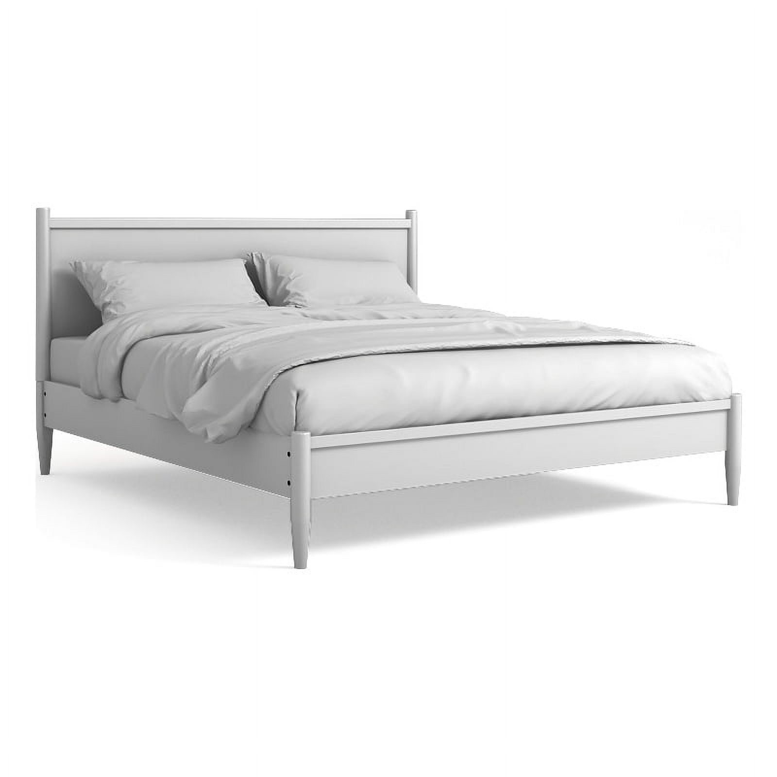 FOA Belkor Solid Wood White Full Platform Bed with 8