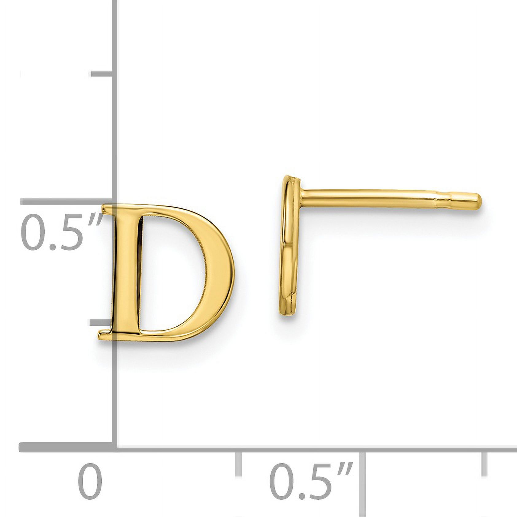 Saris and Things 10K Yellow Gold Laser Polished Initial Letter D Post Earrings
