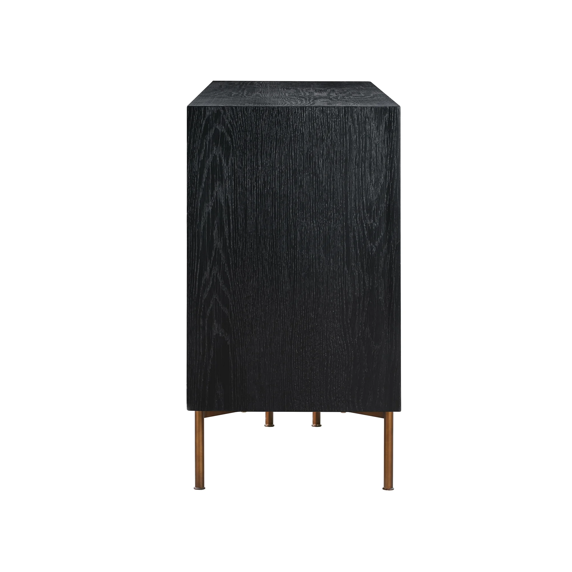 Carnaby 6 Drawer Dresser in Black Brushed Oak and Bronze
