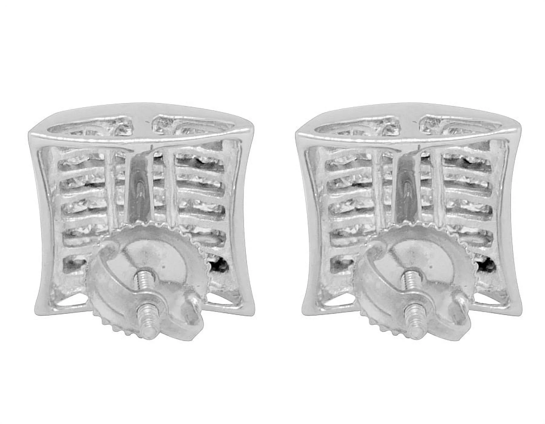 Unisex 14K White Gold Princess Invisible Diamond Kite Stud Earrings 1.50ct