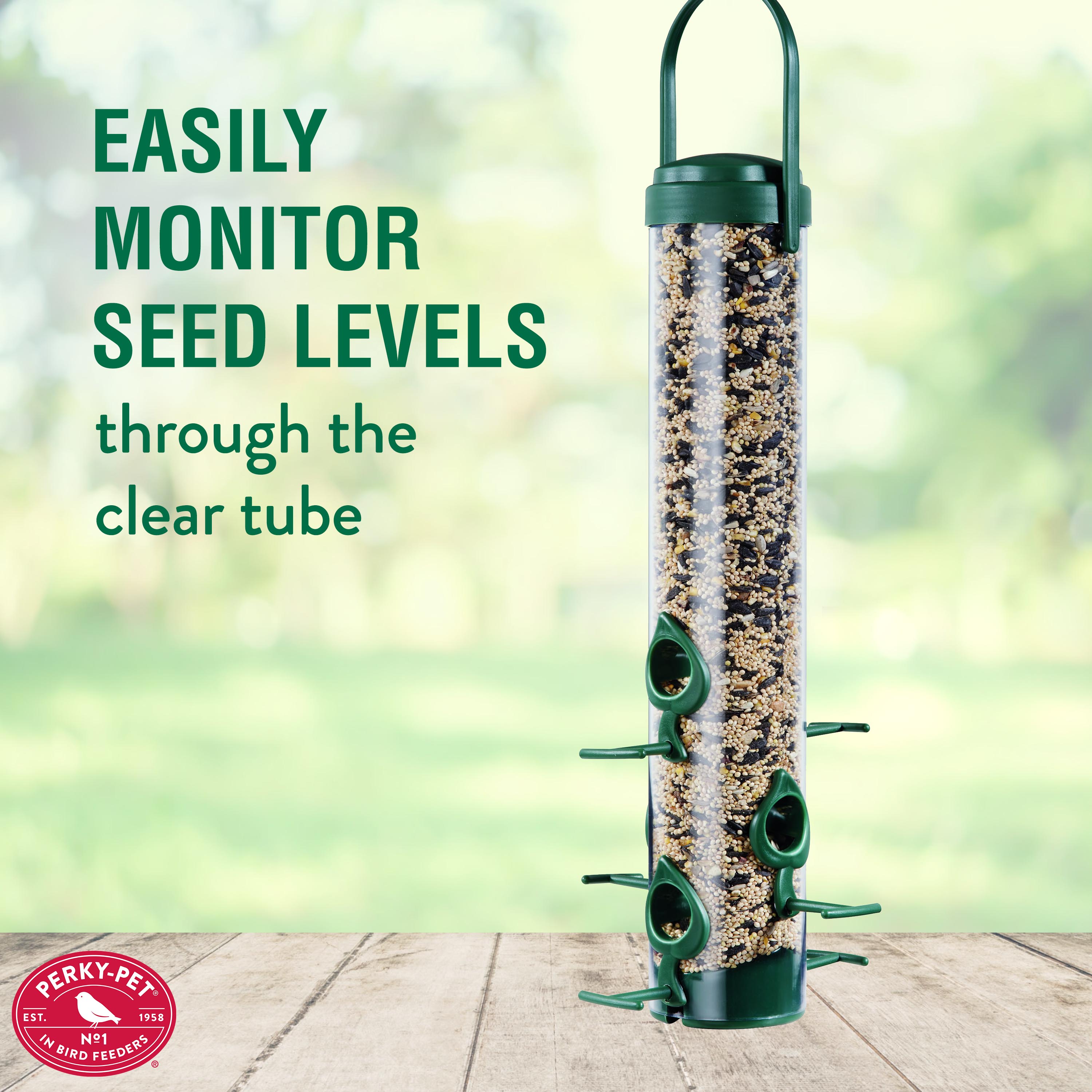Perky-Pet Green Classic Wild Bird Tube Feeder - 1.75 lb Capacity