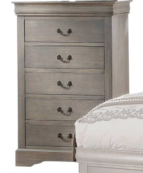 Antique Gray Eastern King 6pcs Bedroom Set Acme Louis Philippe III 25497EK-6pcs