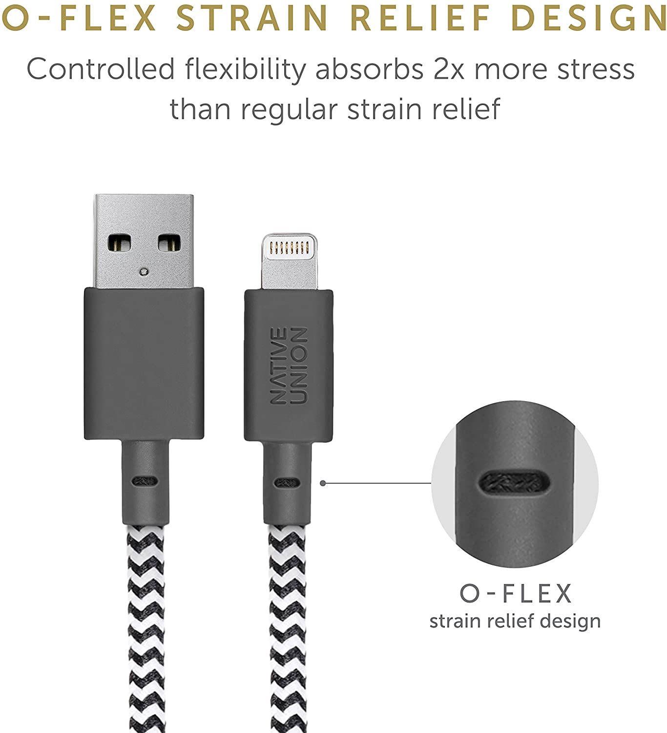 Native Union  10-Ft USB to USB-C Charge and Sync Braided Belt Cable - Gray