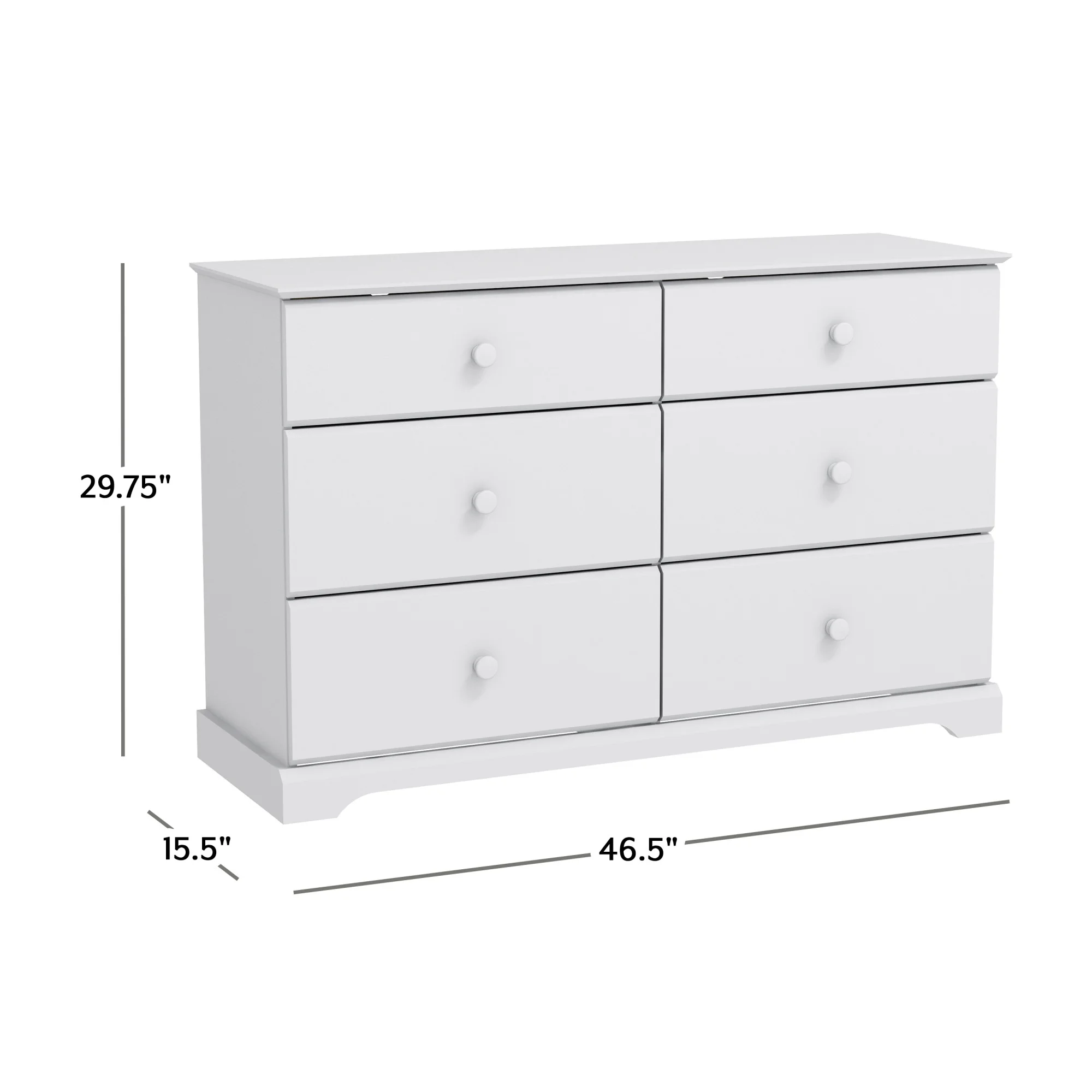 Hillsdale Campbell 6-Drawer Kids Dresser, White